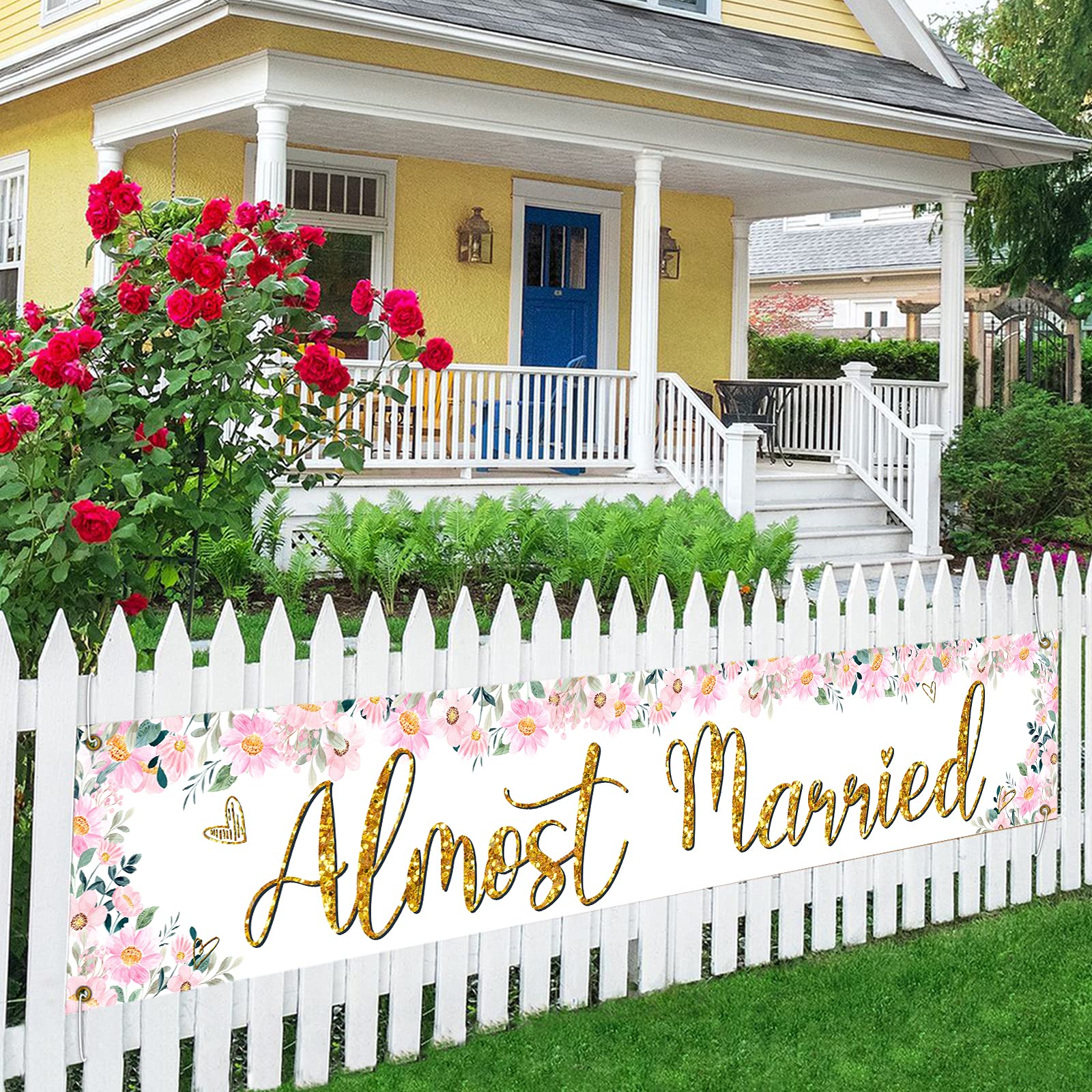Almost Married Large Banner Sign,Wedding Rehearsal Dinner Decorations Supplies,Engagement Sign Celebrations Party Decor Supplies