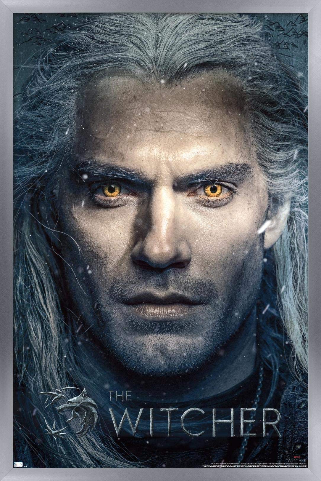 Trends International Netflix The Witcher - Closeup Wall Poster, 14.725'' X 22.375'', Silver Framed Version