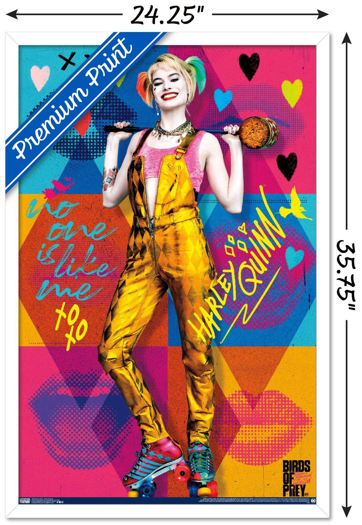Trends International Dc Comics Movie - Birds Of Prey - Harley Quinn - Hammer Wall Poster, 22.375'' X 34'', White Framed Version