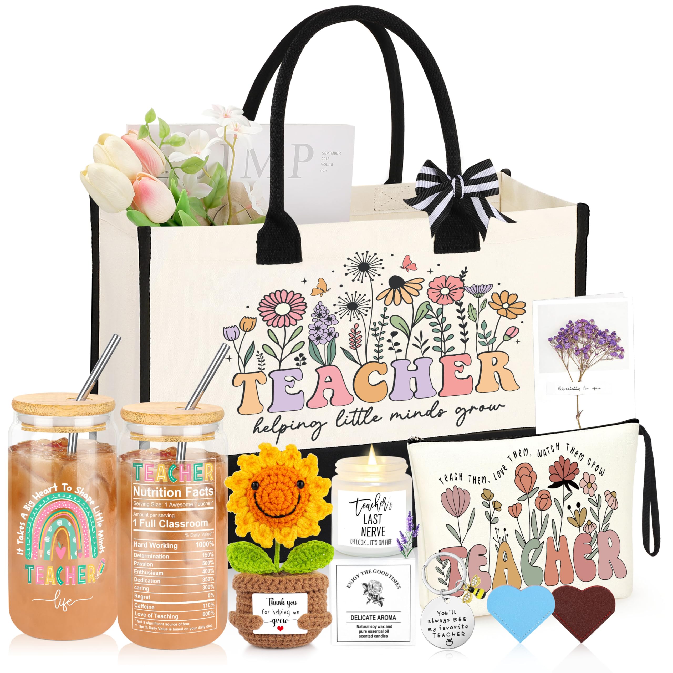 JTENGTOP Teacher Gifts for Women, Christmas End of Year Thank You Appreciation Retirement Gifts for Teachers Women Basket Set of