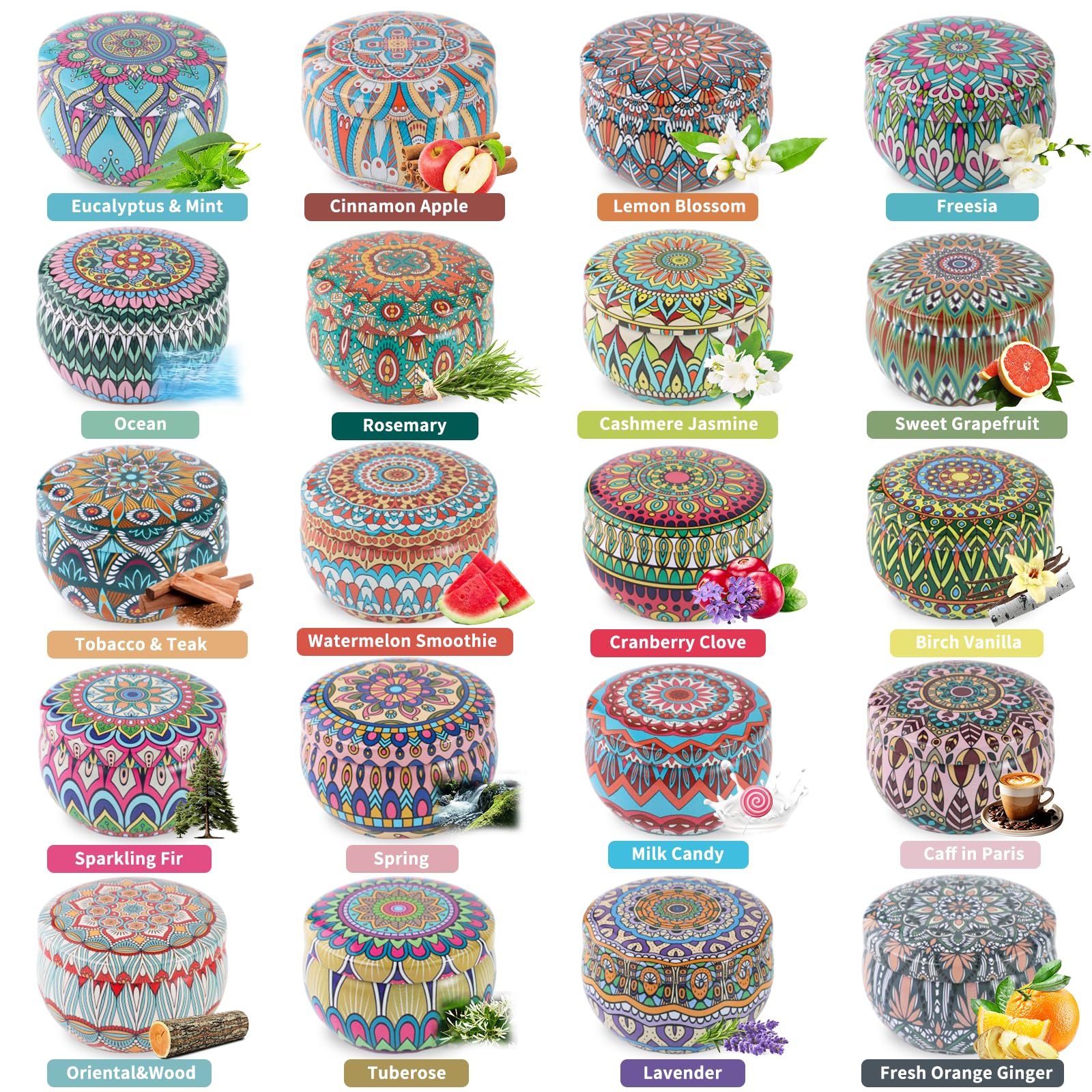 Scented Candles Gifts Set, 20 Pack Candles for Home Scented, Stress Relief Gifts for Women, 450H Lasting Burn Soy Wax Aromathera