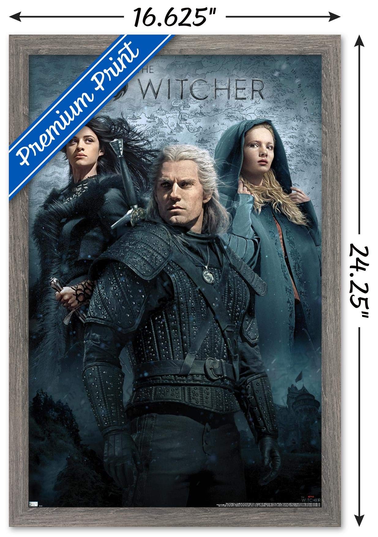 Trends International Netflix The Witcher - Key Art Wall Poster, 14.725'' X 22.375'', Barnwood Framed Version