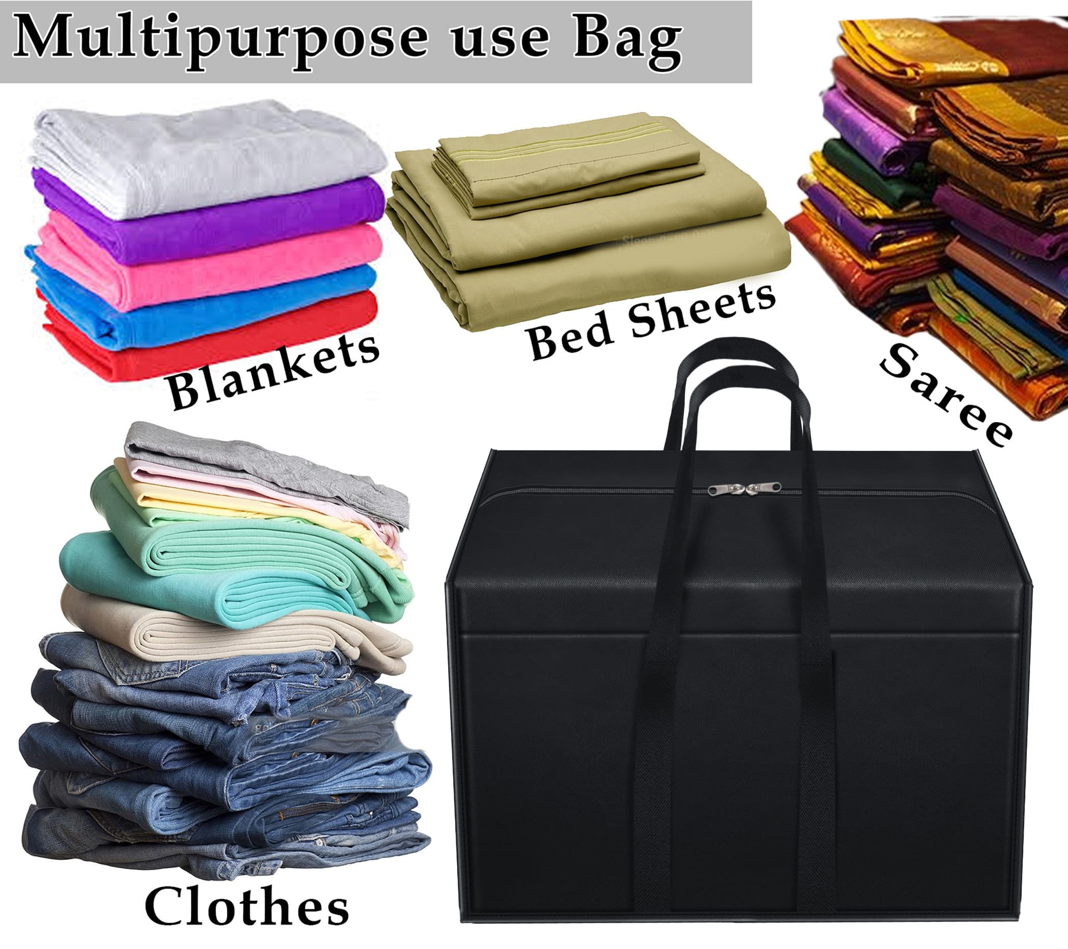 Storite 10 Pack Nylon 85 L Moisture Proof Multi-Purpose Underbed Storage Bag/Clothing Storage Organiser/Toy Storage/Stationery P