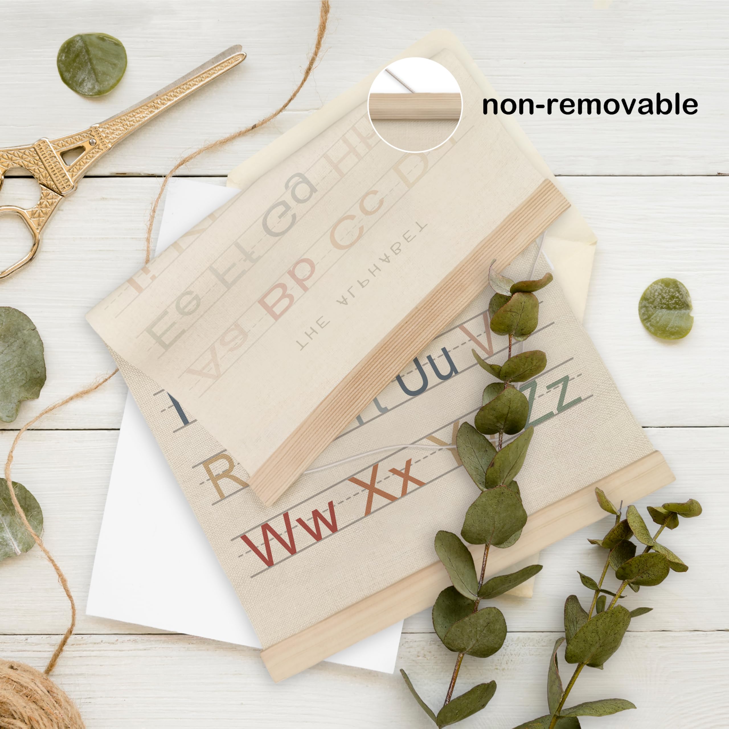 Hrqko Alphabet Numbers Poster Hanger Frame Set Of 2, Nursery Wall Decor, Boho Abc Poster Wall Art With Wooden Frames, Alphabet B