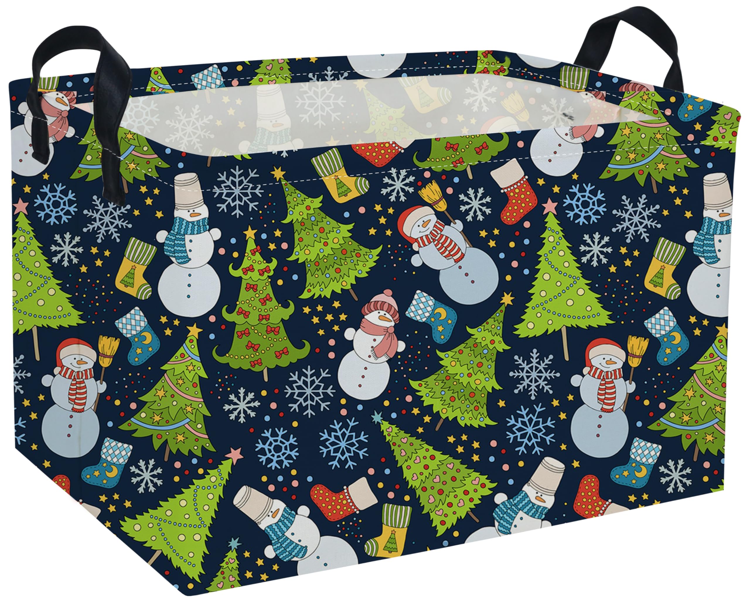 DDBASKET Rectangle Christmas Baskets Snowflake Basket Cute Storage Bin Organizer Box for Room Decor Gift Basket(Blue Christmas)