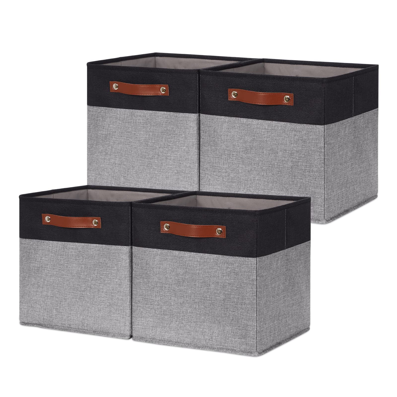 Hnzige Cube Storage Baskets,Fabric Storage Cubes 12 X 12, Set Of 4,Decorative Storage Baskets For Organizing With Handles,Closet