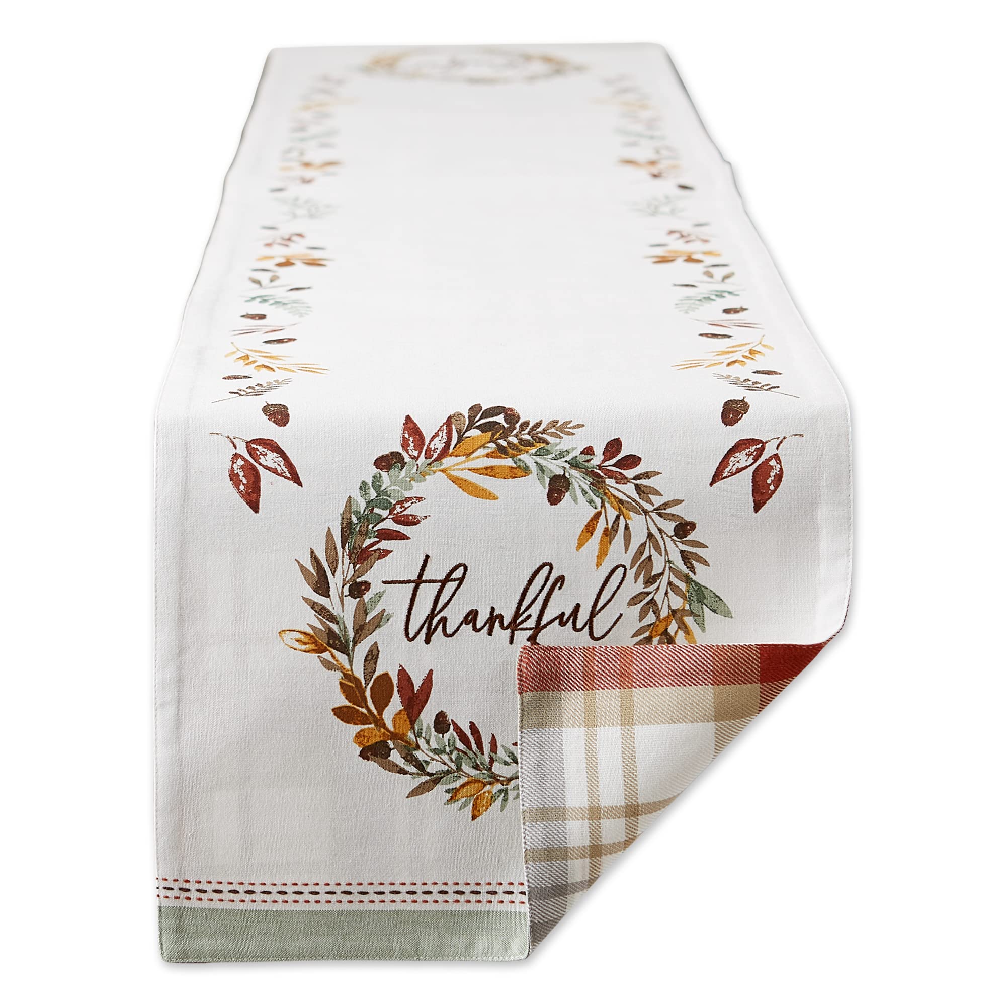 DII Thankful Autumn Collection Fall Tabletop Decoration, Reversible Table Runner, 14x108, Falls Bounty