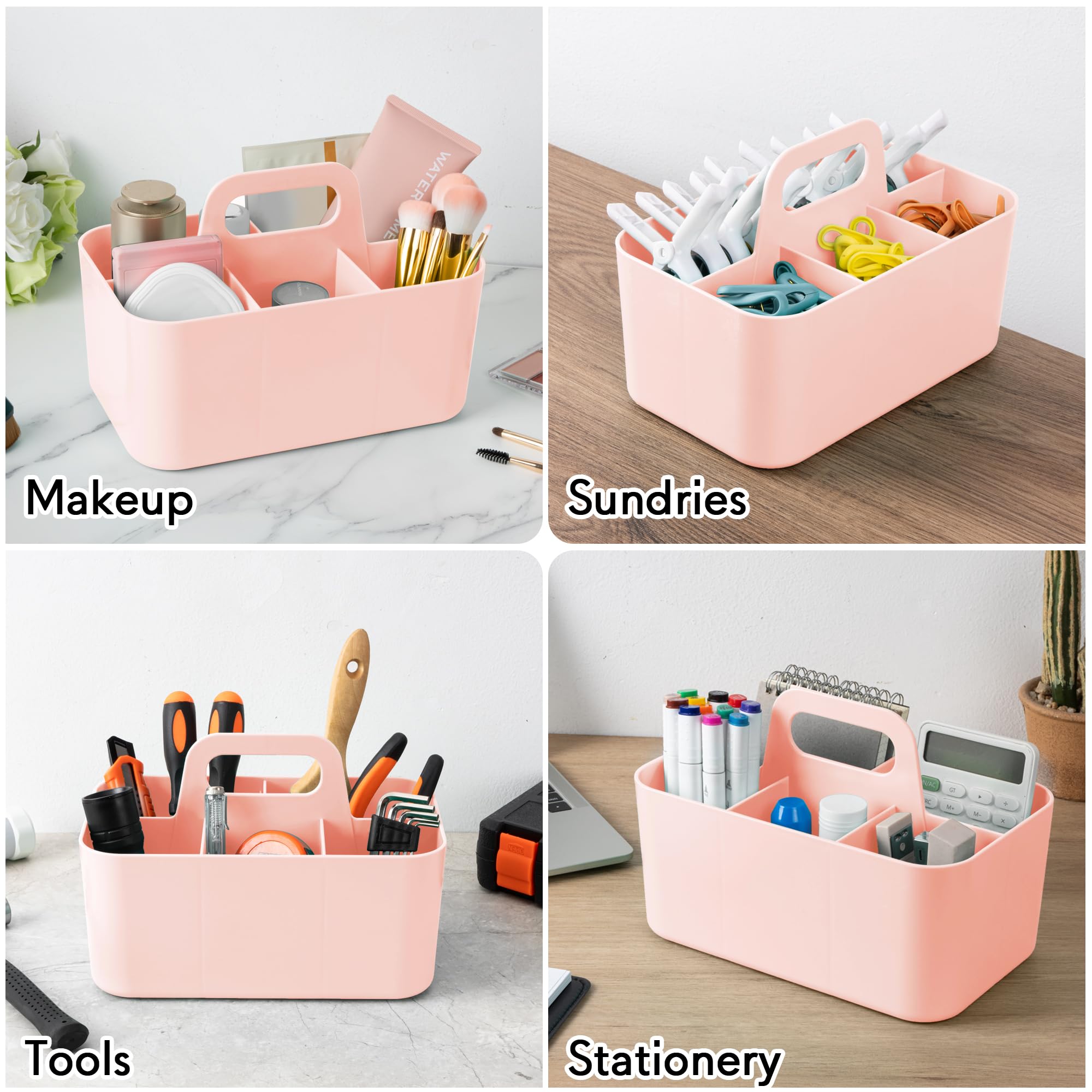 Tiawudi 2 Pack Caddy Organizer with Handle, Portable Plastic Caddy, Storage Organization for Cleaning, Bath, Makeup, Art, Craft,