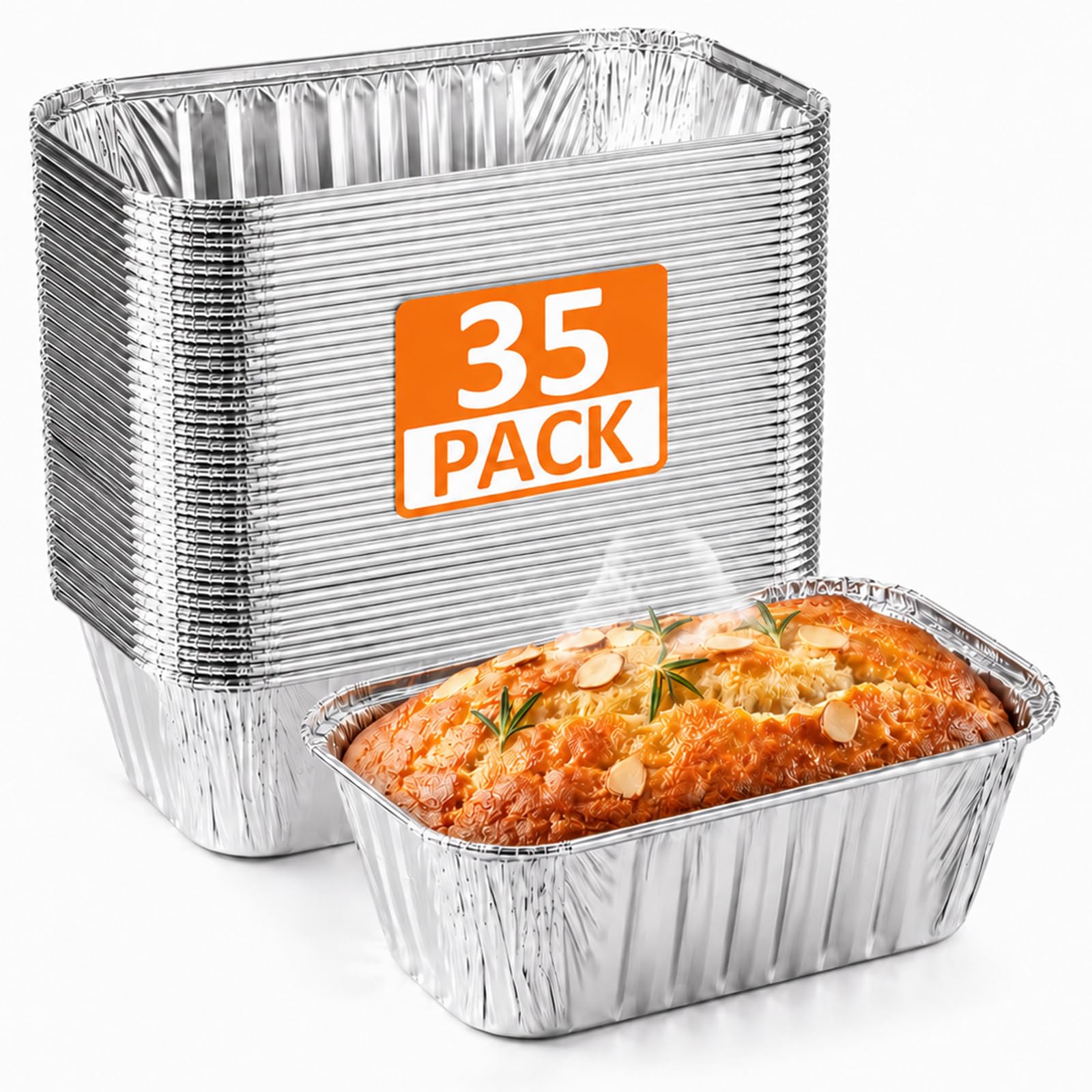 Cupplation Disposable Aluminum Loaf Pans 1 lb, 6x3.5x2 in, 35 Pack