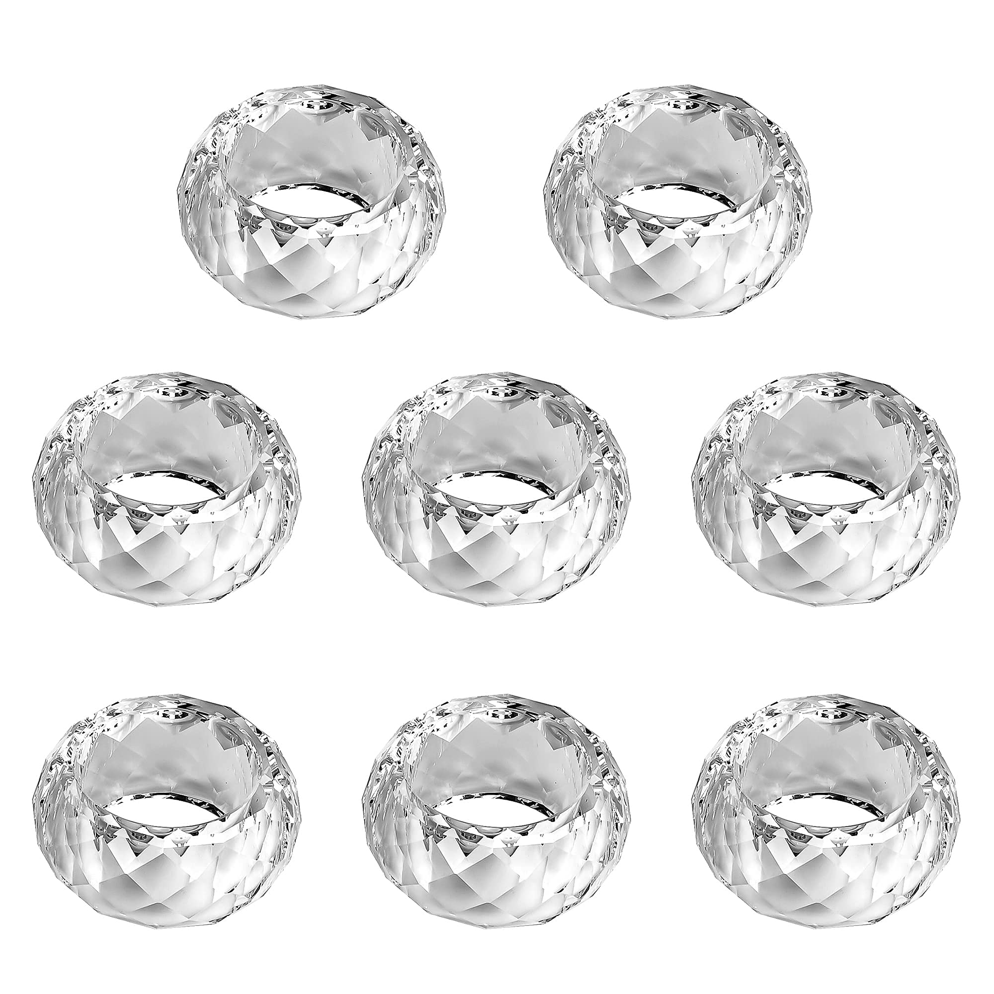 Kitcom Crystal Napkin Ring Holders Set Of 8, K9 Luxury Crystal Napkin Holder Rings, Diamond-Shaped Design, Napkin Buckles For Ho