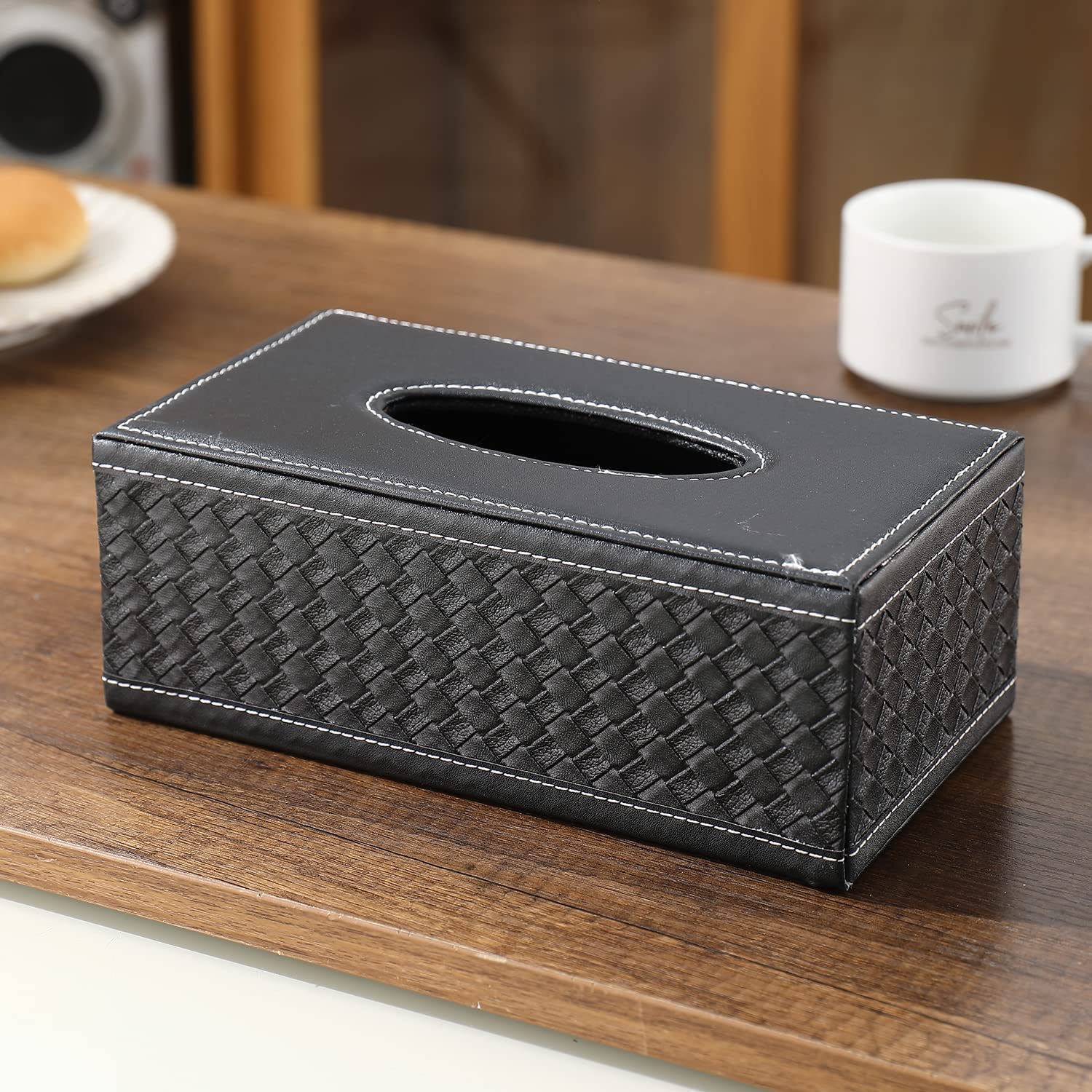 HOKIPO PU Leather Tissue Box Holder, Metallic (AR4082D4)