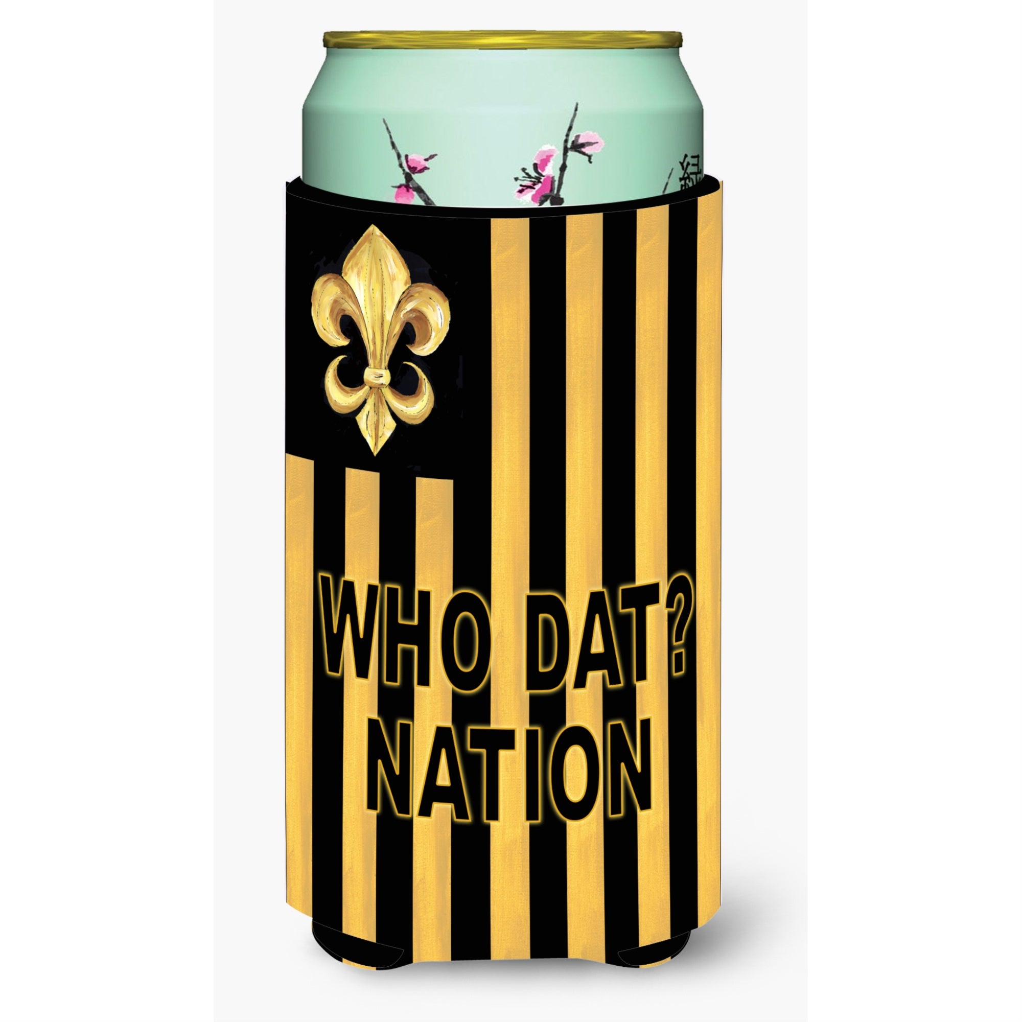 Black And Gold Fleur De Lis Nation Tall Boy Beverage Insulator Beverage Insulator Hugger