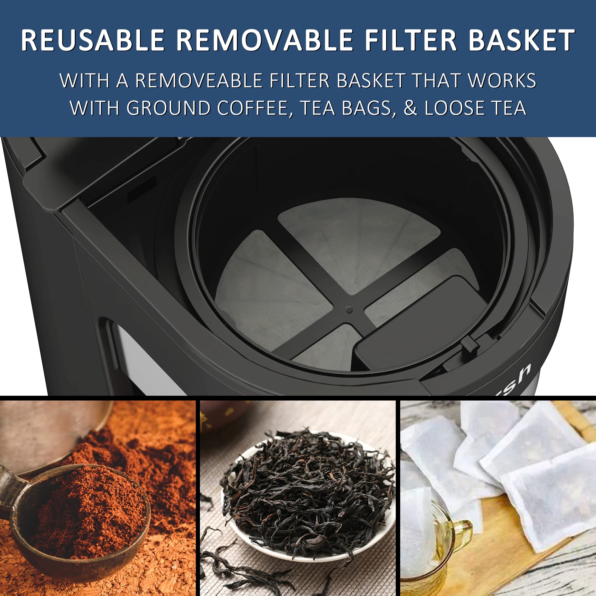 wirsh Iced Tea Maker EP-1205, 3QT Glass Pitcher, Black, Reusable Filter, Perfect for Iced Coffee, Tea, Lemonade