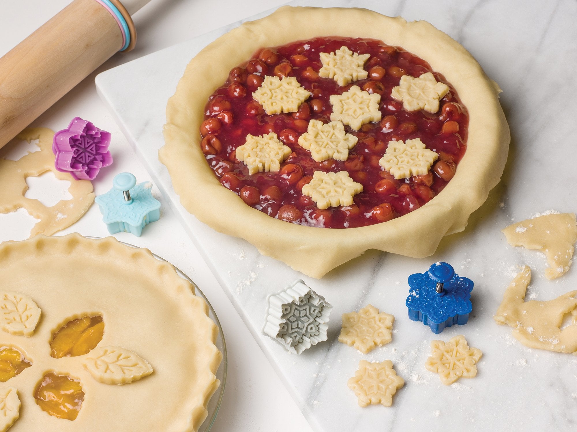 Fox Run Intricate Assorted Winter Snowflake Pastry/Cookie/Pie/Fondant 2'' Stamper And Cutters 2'', Set Of 4, Multi-Color