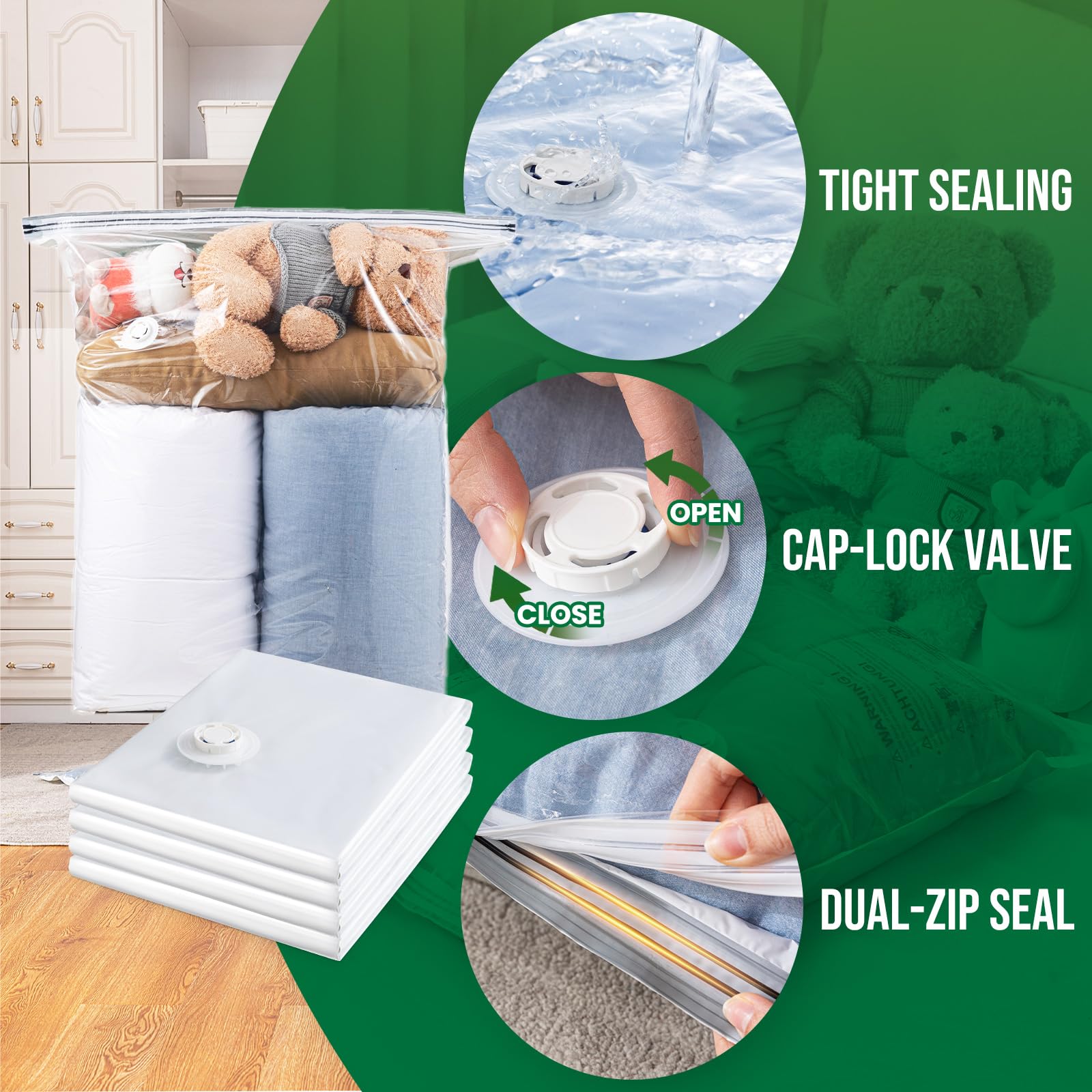 TAILI 6 Pack Vacuum Storage Bags for Comforter and Blankets  Jumbo Vacuum Seal Bags for Bedding 40x31 Inch  Space Saver Bags for Clothes  Pillows  Saving More Closet Space