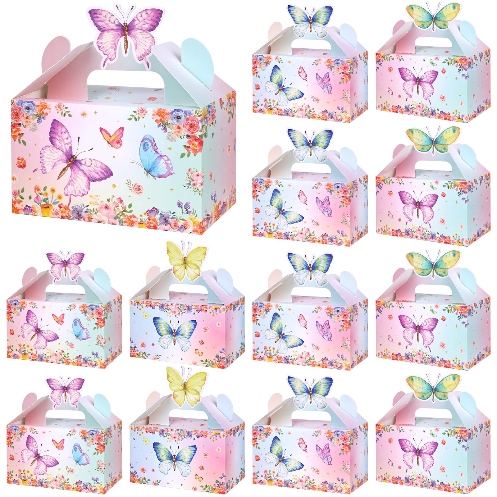 VGOODALL 30PCS Party Favor Boxes, Goodie Gable Treat Box Butterfly Paper Candy Containers for Birthday Party Supplies Baby Showe