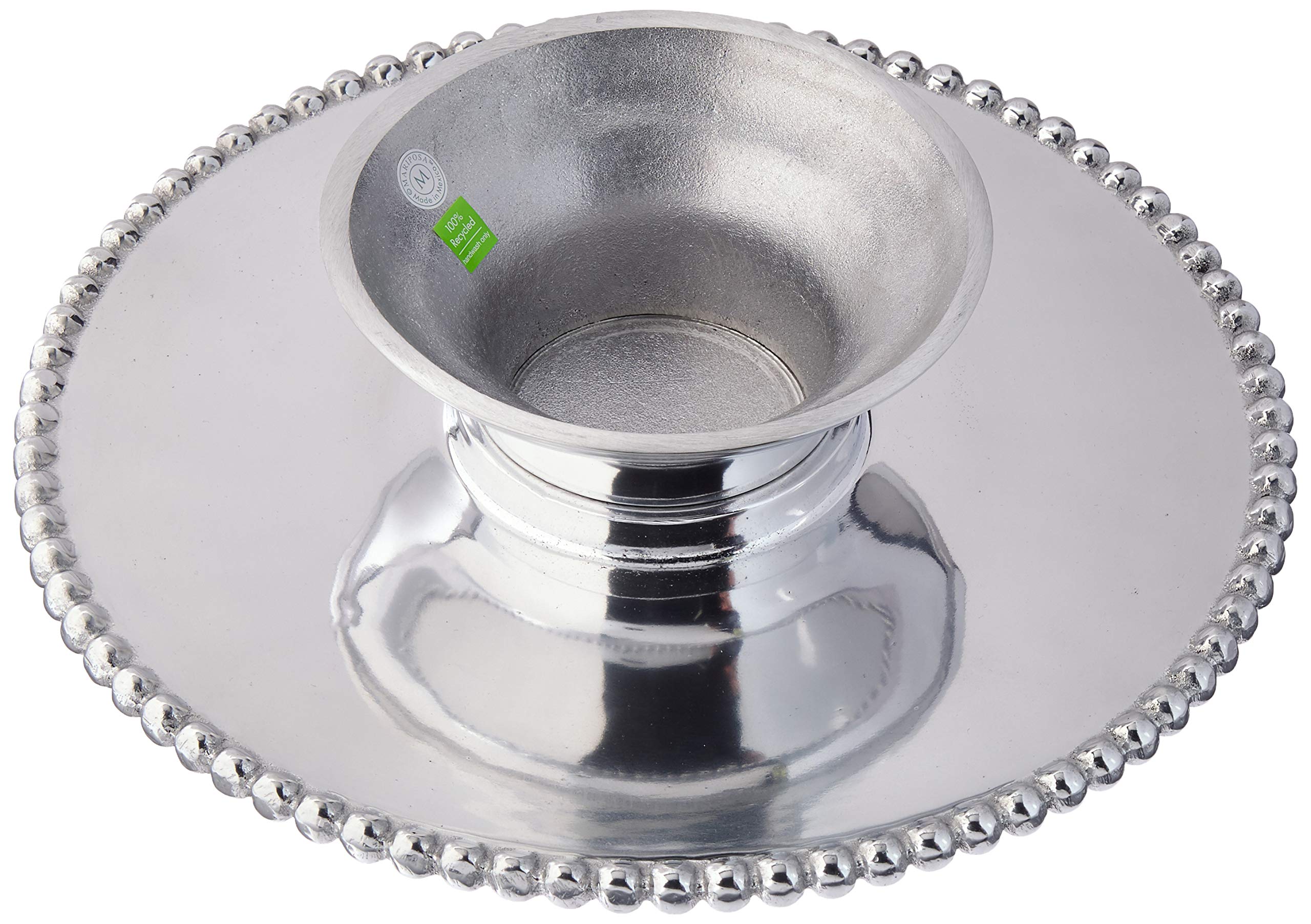 Mariposa Pearled Handcrafted Cake Stand, One Size, Silver
