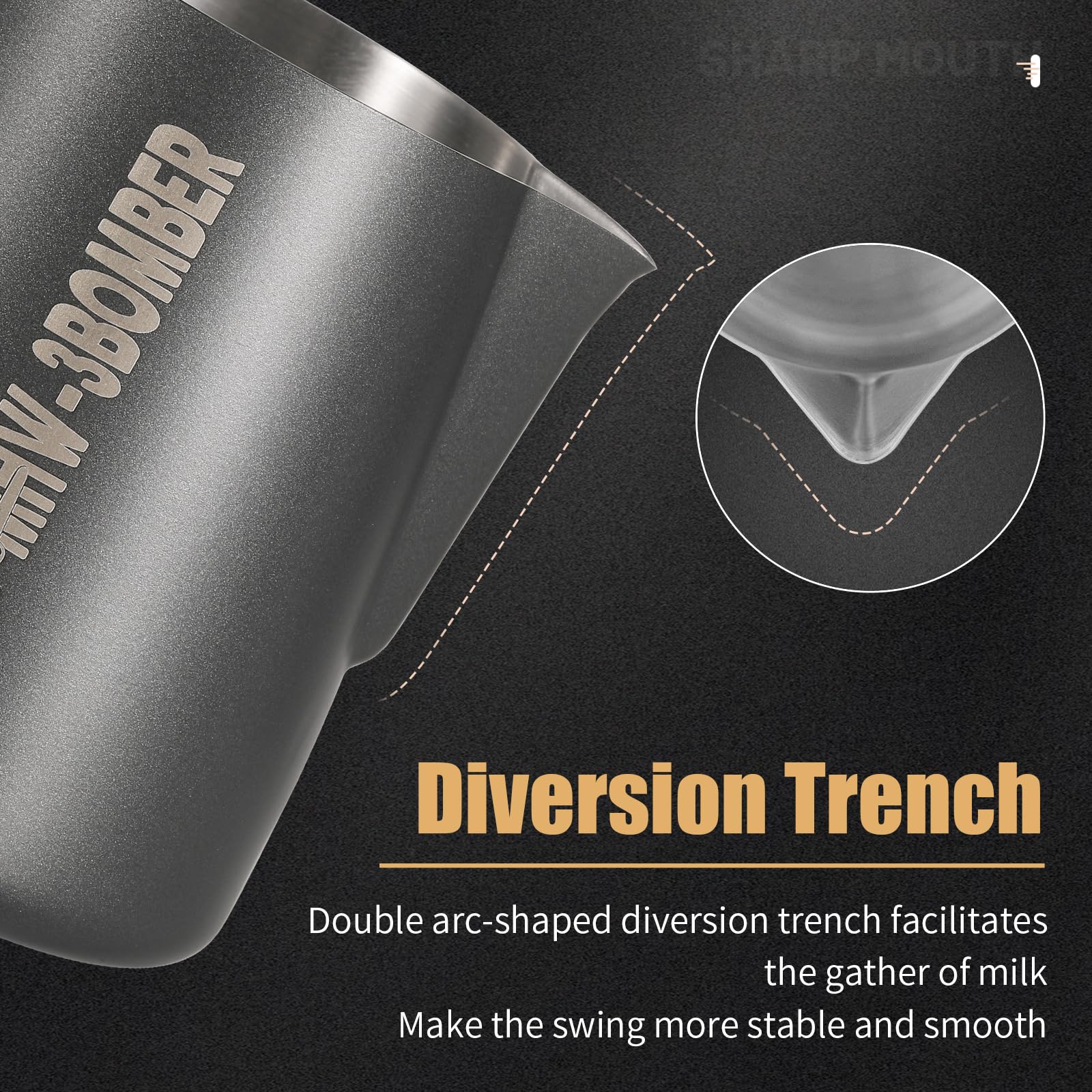 Mhw-3Bomber Milk Frothing Pitcher, 16Oz/450Ml Milk Frother Cup For Barista, Sus304 Stainless Steel Espresso Steaming Pitchers Fo