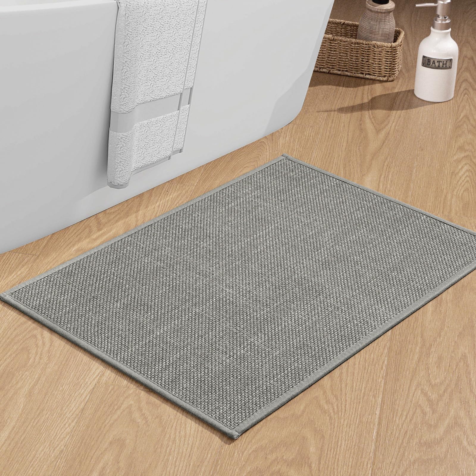 Chakme Bathroom Rugs Mat 24X17, Ultra Thin Non Slip Bath Mat Small Quick Dry Absorbent Bath Mat For Bathroom Floor, (Dark Grey,