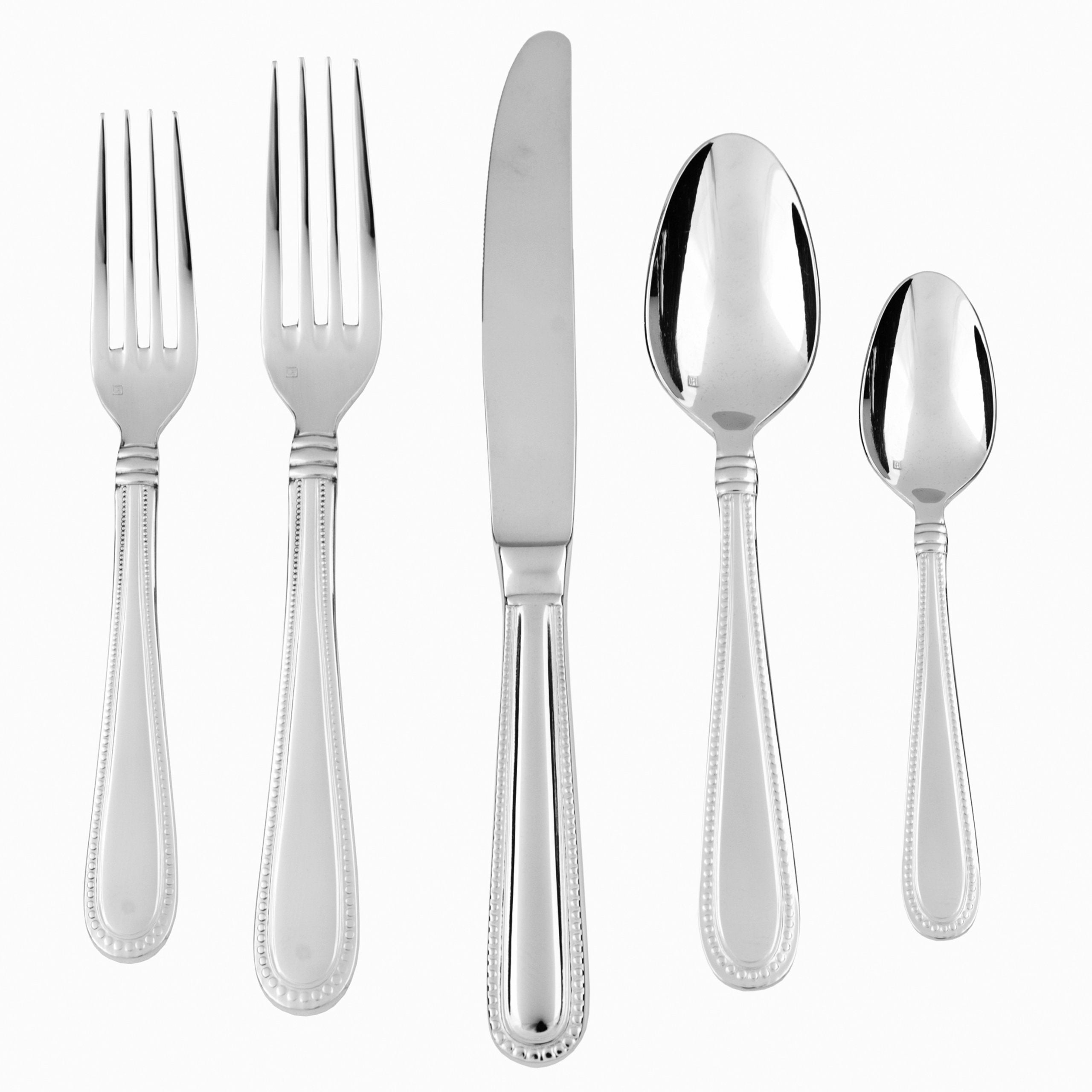 Fortessa Caviar 18/10 Stainless Steel Flatware Dessert/Oval Soup Spoon, Set Of 12,Silver