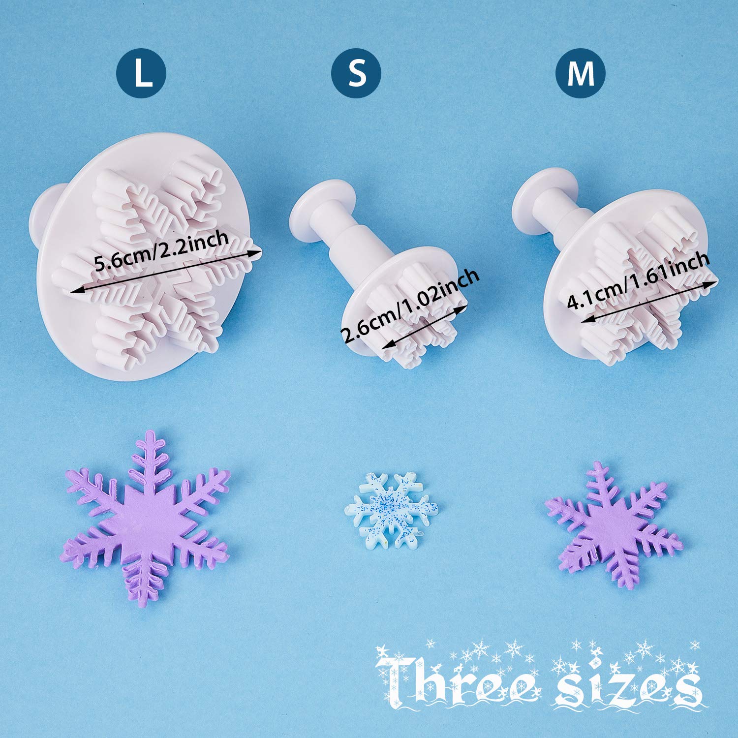 6 Pieces Snowflakes Mold Silicone Fondant Mold Dessert Cookie Cutters Cake Molds With Snowflake Plunger Fondant Chocolate Baking