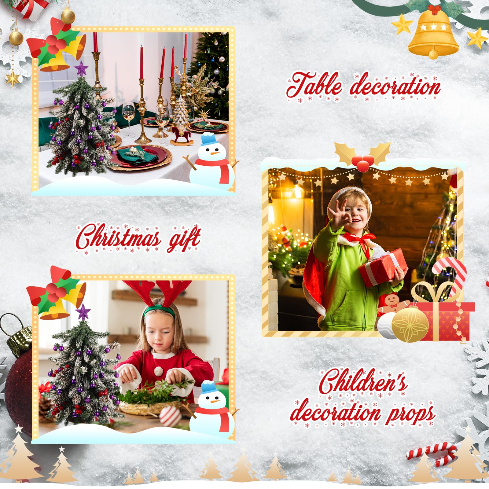 RoundFunny 25 Pcs Mini Christmas Balls Ornaments Set 0.79 Inch Christmas Day Ball Topper Star Tree Hanging Ornaments for Party D