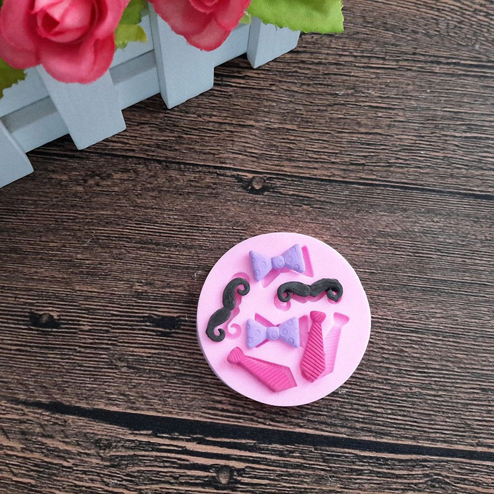 Moldfun Tiny Size Bow Tie Necktie Mustache Silicone Mold For Fondant Sugar Craft Mould Chocolate Candy Craft Cake Topper Decorat