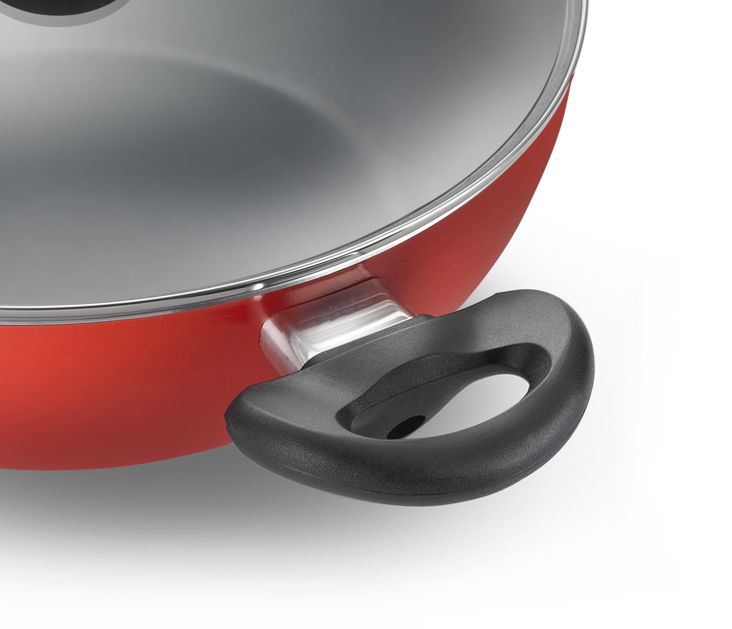Judge By Ttk Prestige Aluminium Flat Kadai With Lid, 240Mm, Red (Medium 2.4 Liter)