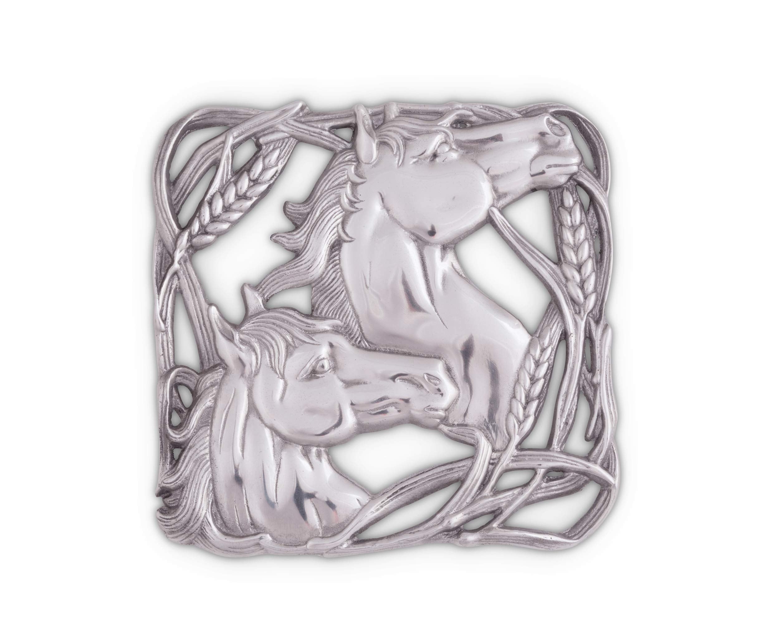 Arthur Court Designs Aluminum Horse With Wheat Trivet Hot Pans Pots Dishes Or Teapot 8 Inch Diameter