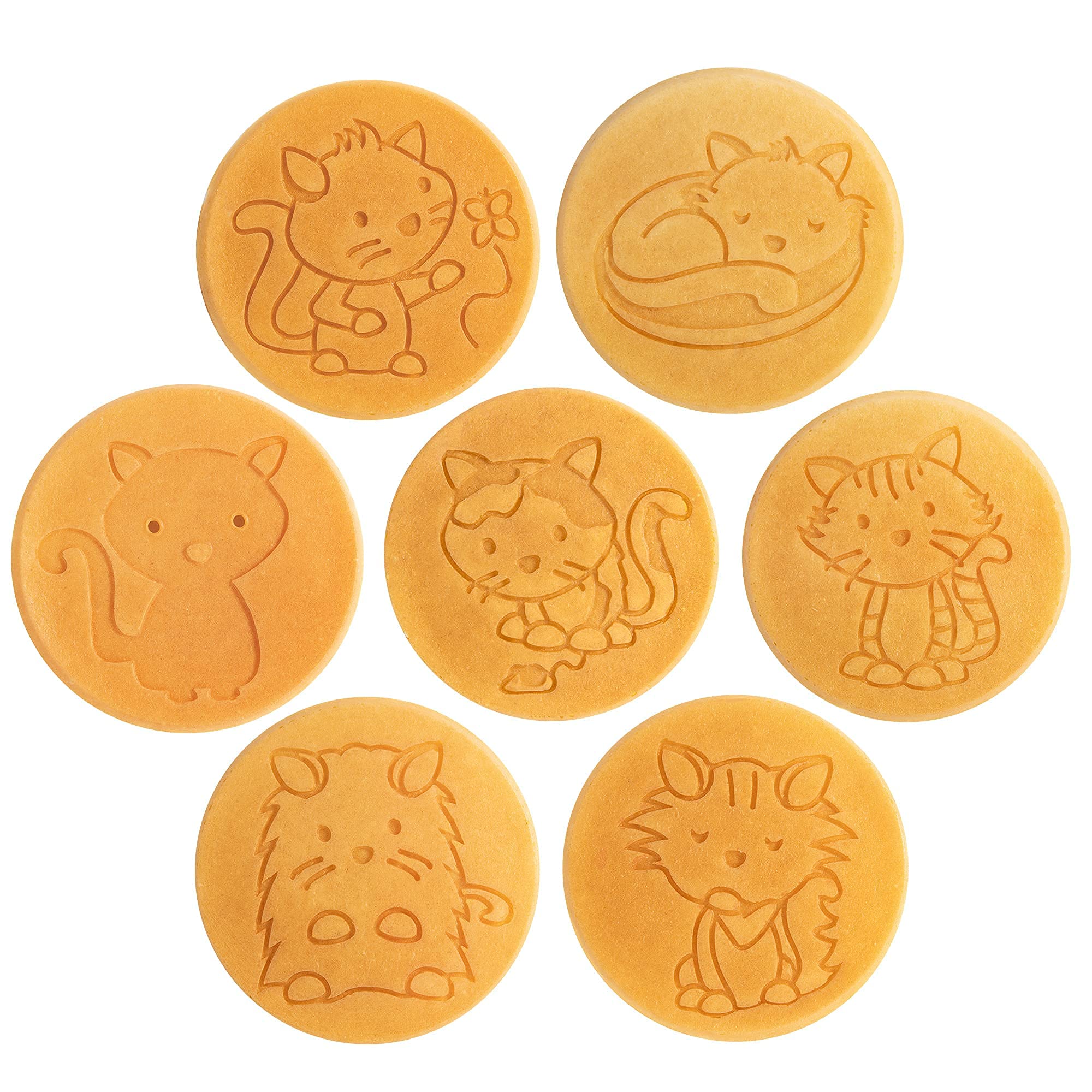 Kitty Friends Mini Pancake Pan - Make 7 Unique Flapjack Cat Designs, Nonstick Pan Cake Maker Griddle For Breakfast Kitten Fun &