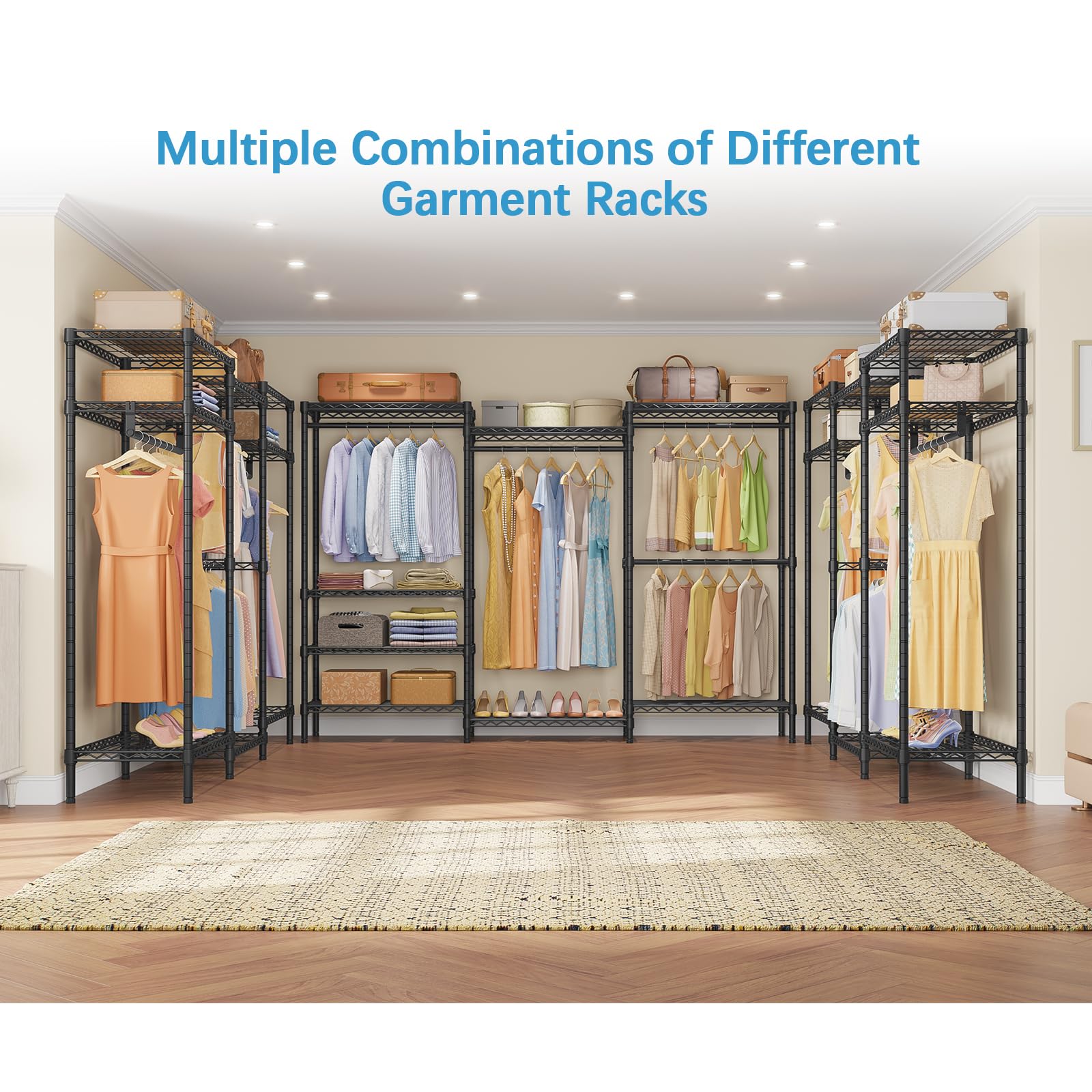 Vipek V5 Plus Large Portable Closet Rack Freestanding Wardrobe Closet, Multi-Functional Clothes Rack Heavy Duty Metal Clothing R