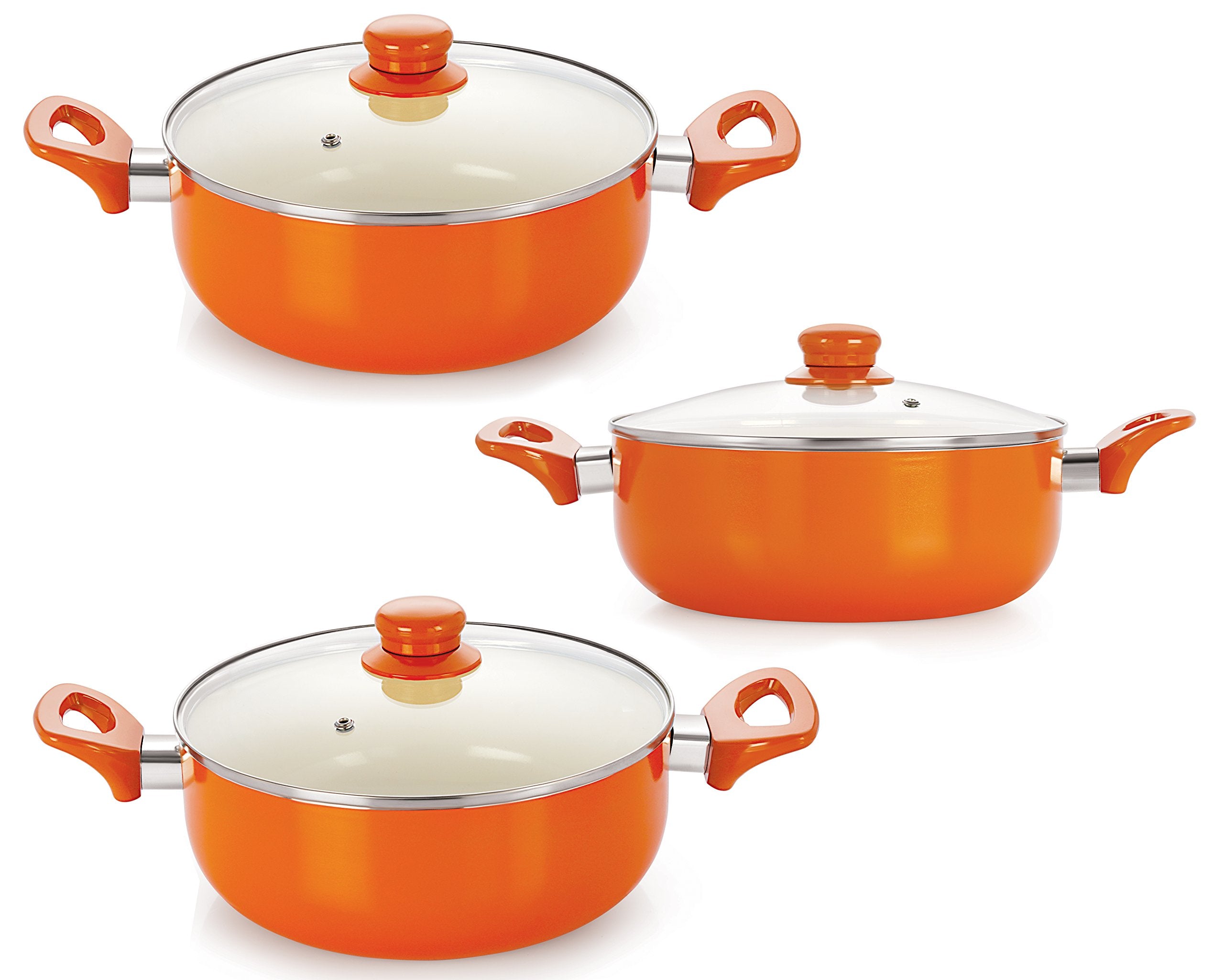 Nirlon 6 Piece Ceramic Induction Friendly NonStick Scratch Resistance Cookware Gift Set