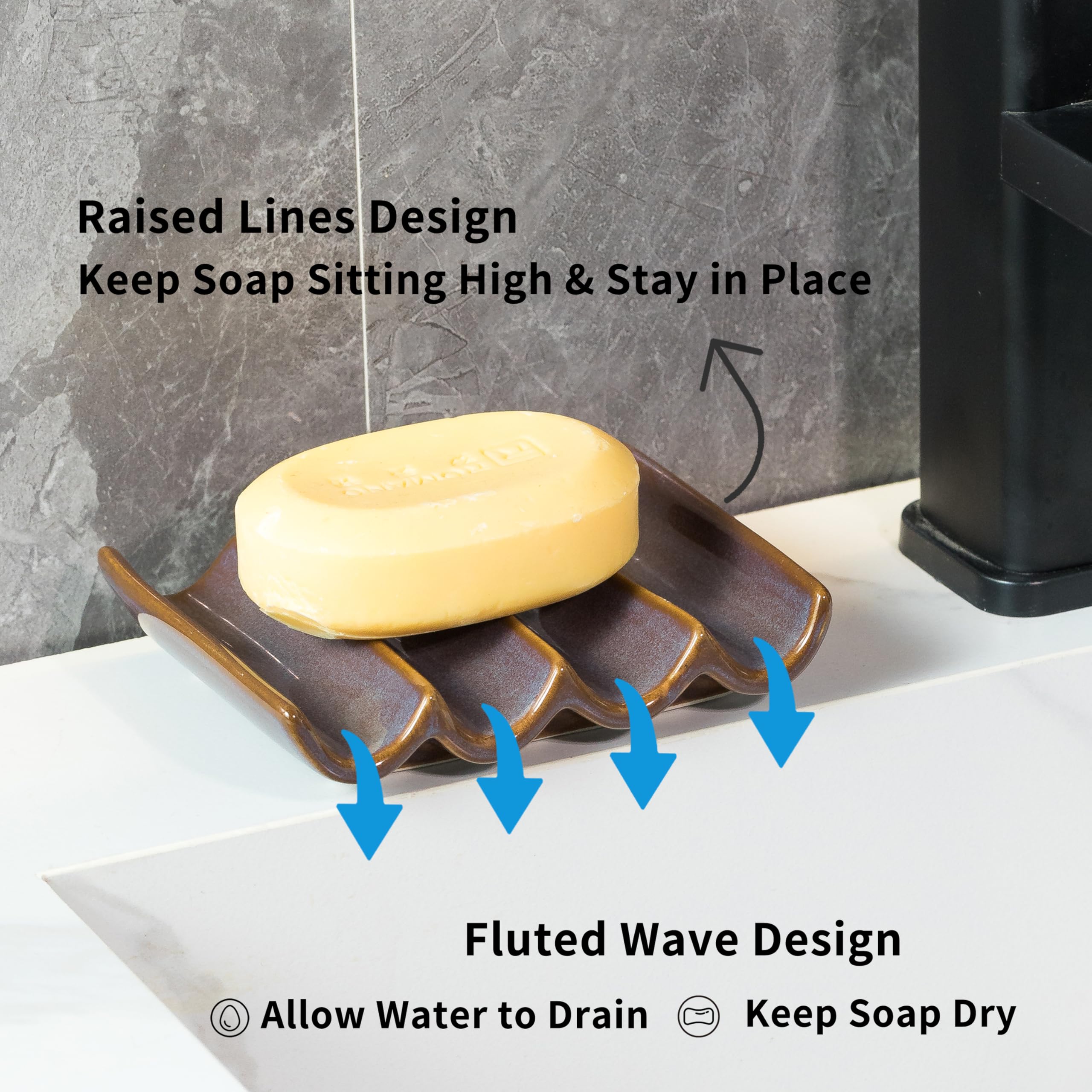 Cormomu Bar Soap Holder, Soap Dish For Shower, Soap Saver For Bathroom, Sink, Kitchen, And Countertop, 5'' X 3.9'' Ceramic Japan