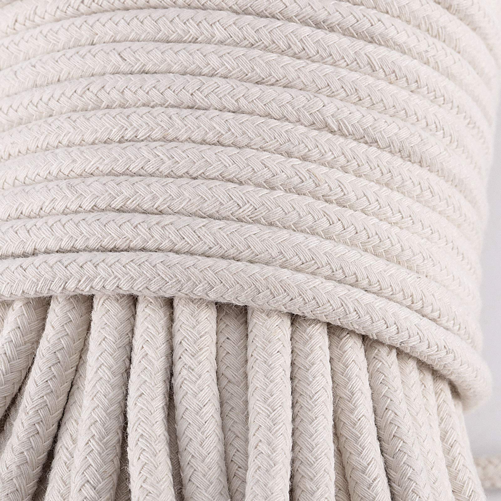 Zeonhei 328 Feet 1/4 Inch White Natural Cotton Rope, Cotton Clothesline Rope, All-Purpose Craft Rope For Clothes Hanger, Garden
