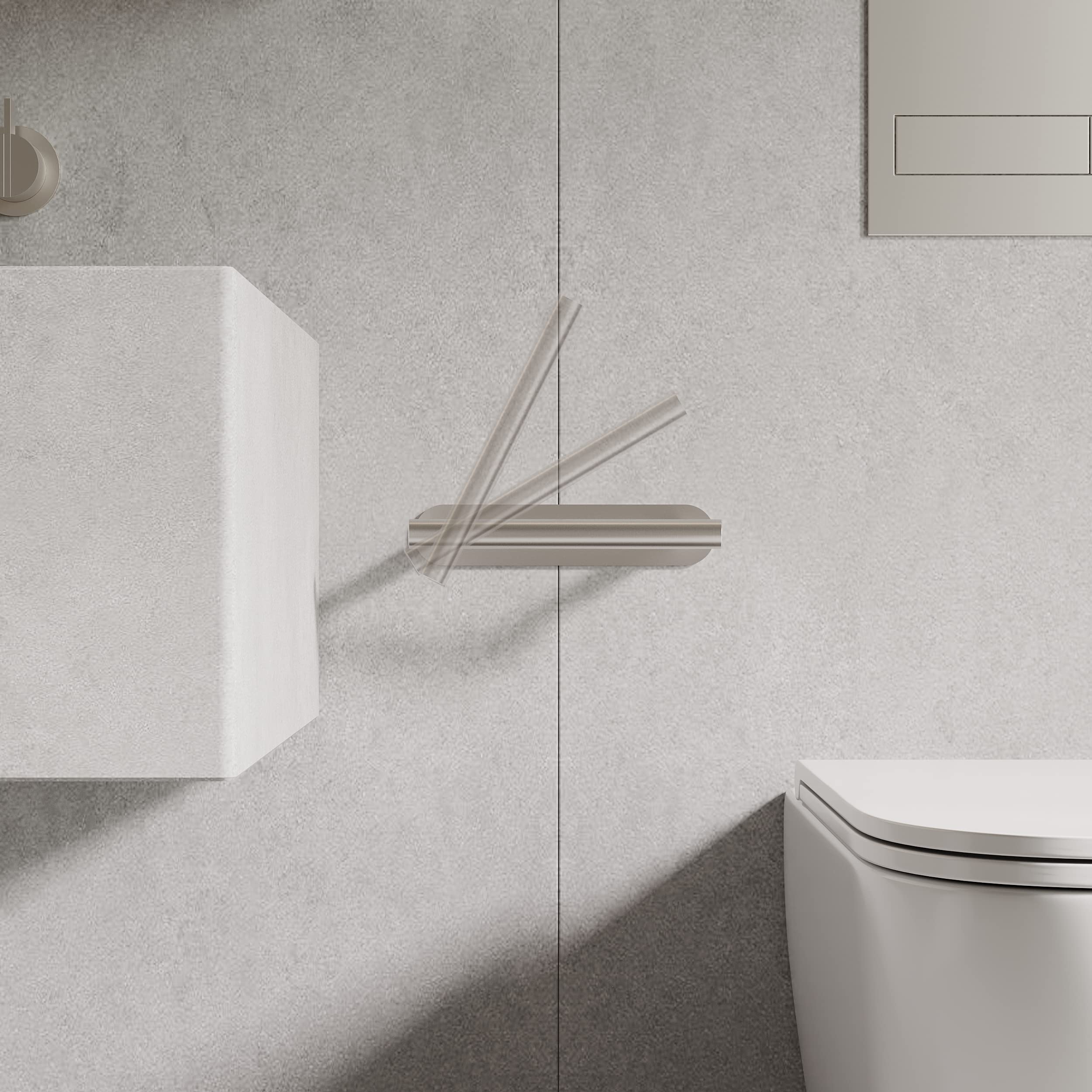 Ruacq Self Adhesive Toilet Paper Holder Brushed Double Post Pivoting Tissue Holders Roll Holder Hangers Bathroom Tissue Roll Hol