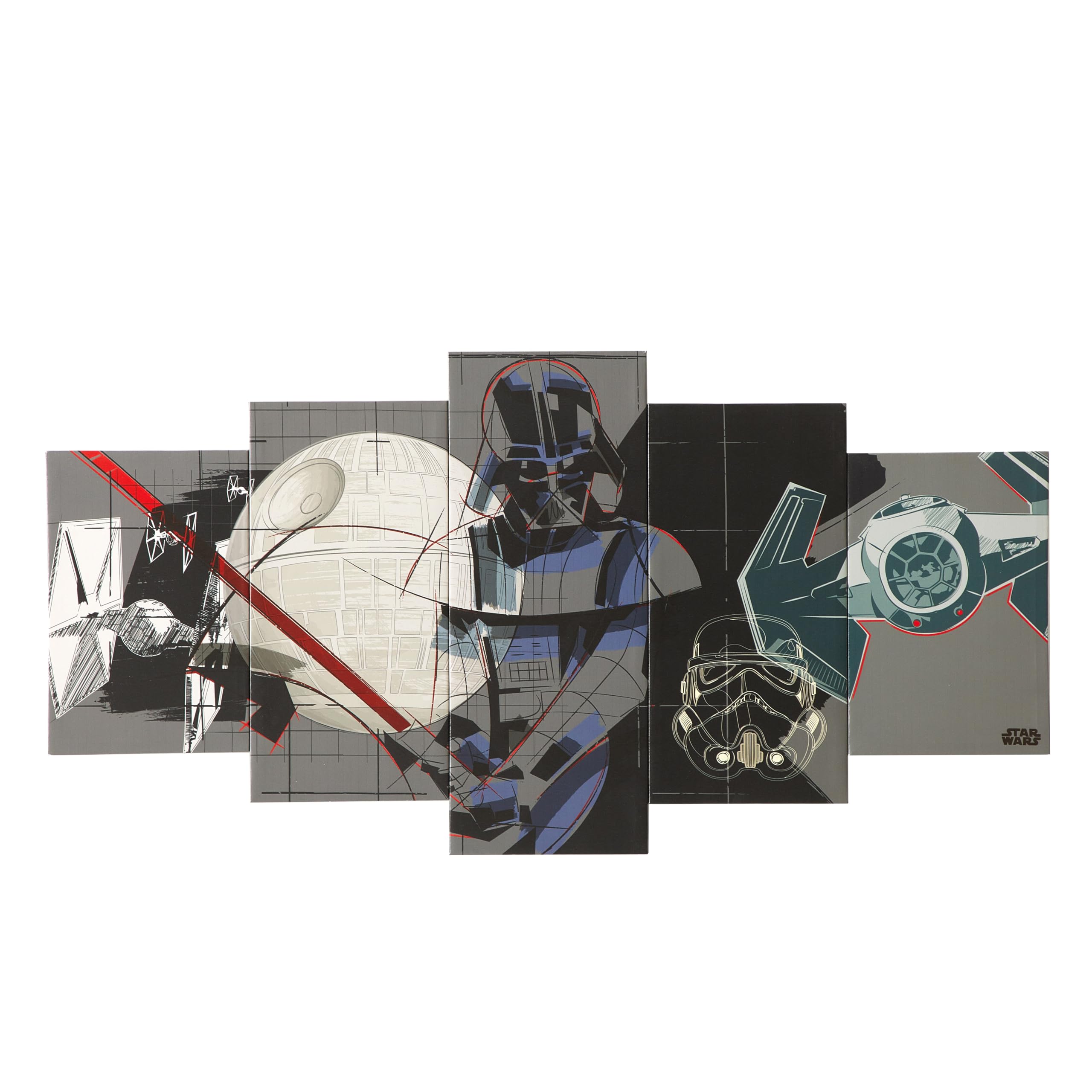 Idea Nuova Star Wars Darth Vader Piece Canvas Printed Wall Art Dcor Set, Overall 40 W X 20 H