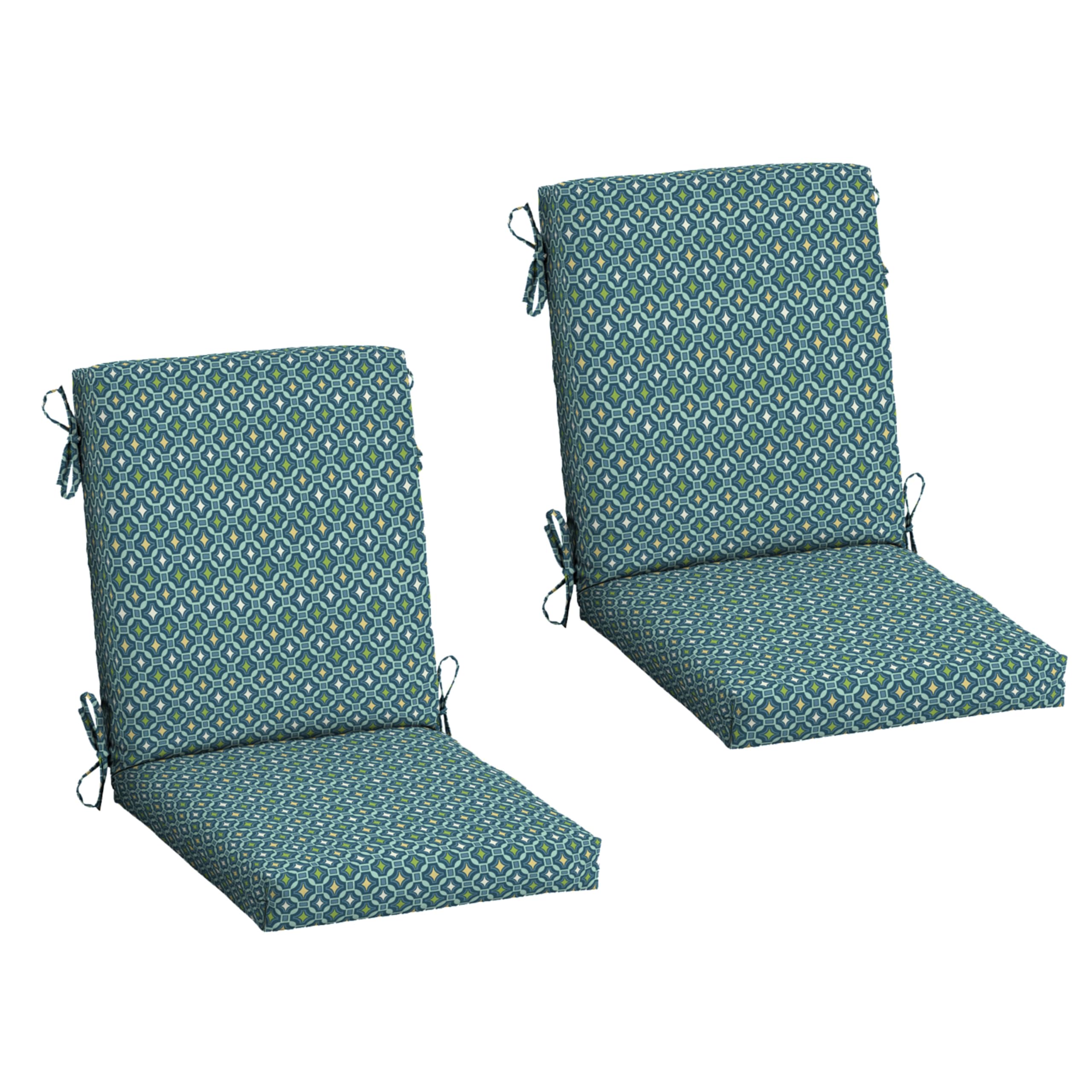 Arden Outdoor Dining Chair Cushion, 2 Pack, 20 x 20, Rain-Proof, Fade Resistant, Tan Diamond Trellis