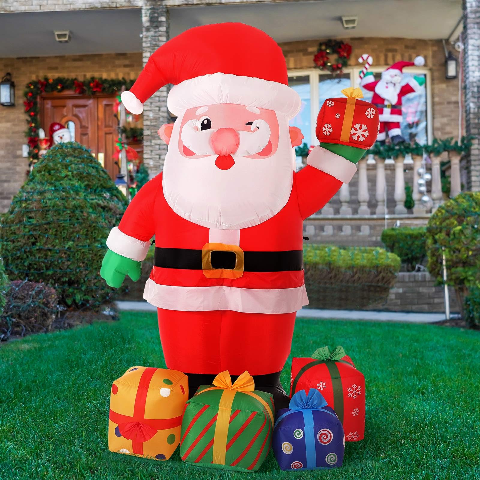 Bencailor Inflatable Santa Claus 4.7 FT with LED Lights - Multicolor Outdoor Holiday Decoration for Yard Garden Party