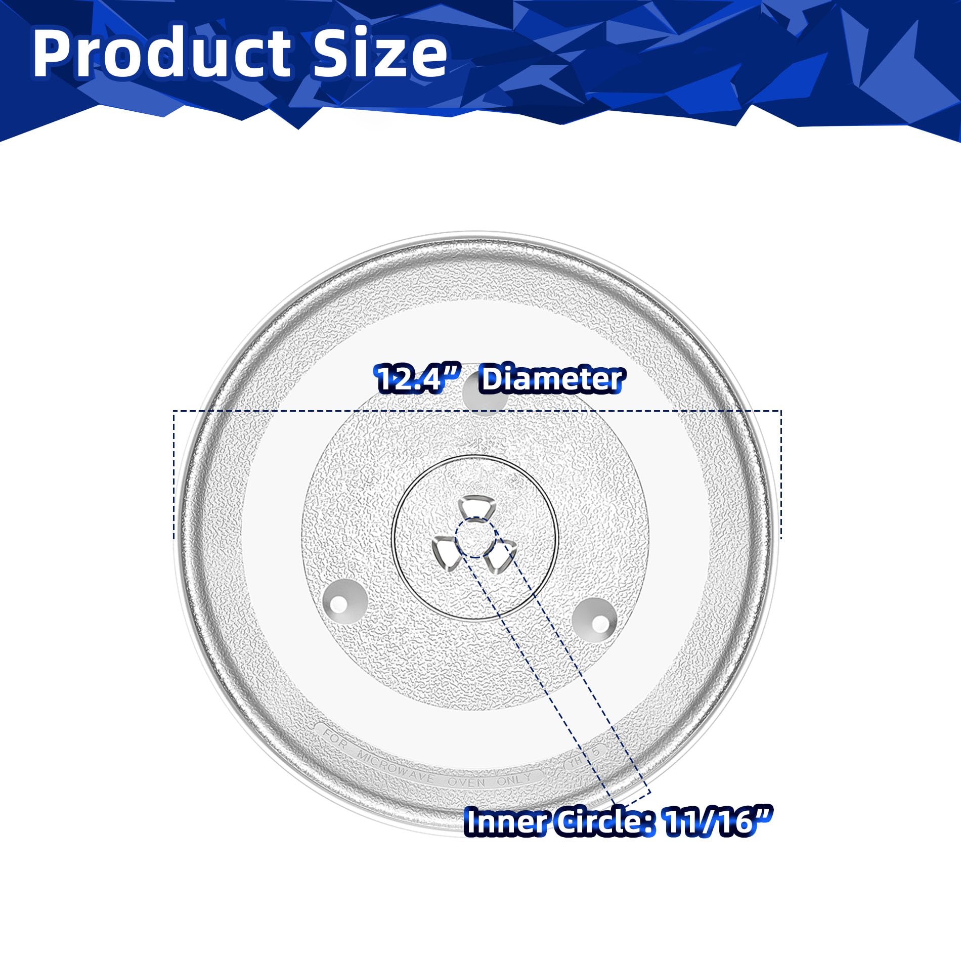 Morefalife 12-3/8'' Microwave Glass Plate Compatible With Panasonic A06015690Qp 9Kl50000001006 Replacement For 12.4 Inch Whirlpo