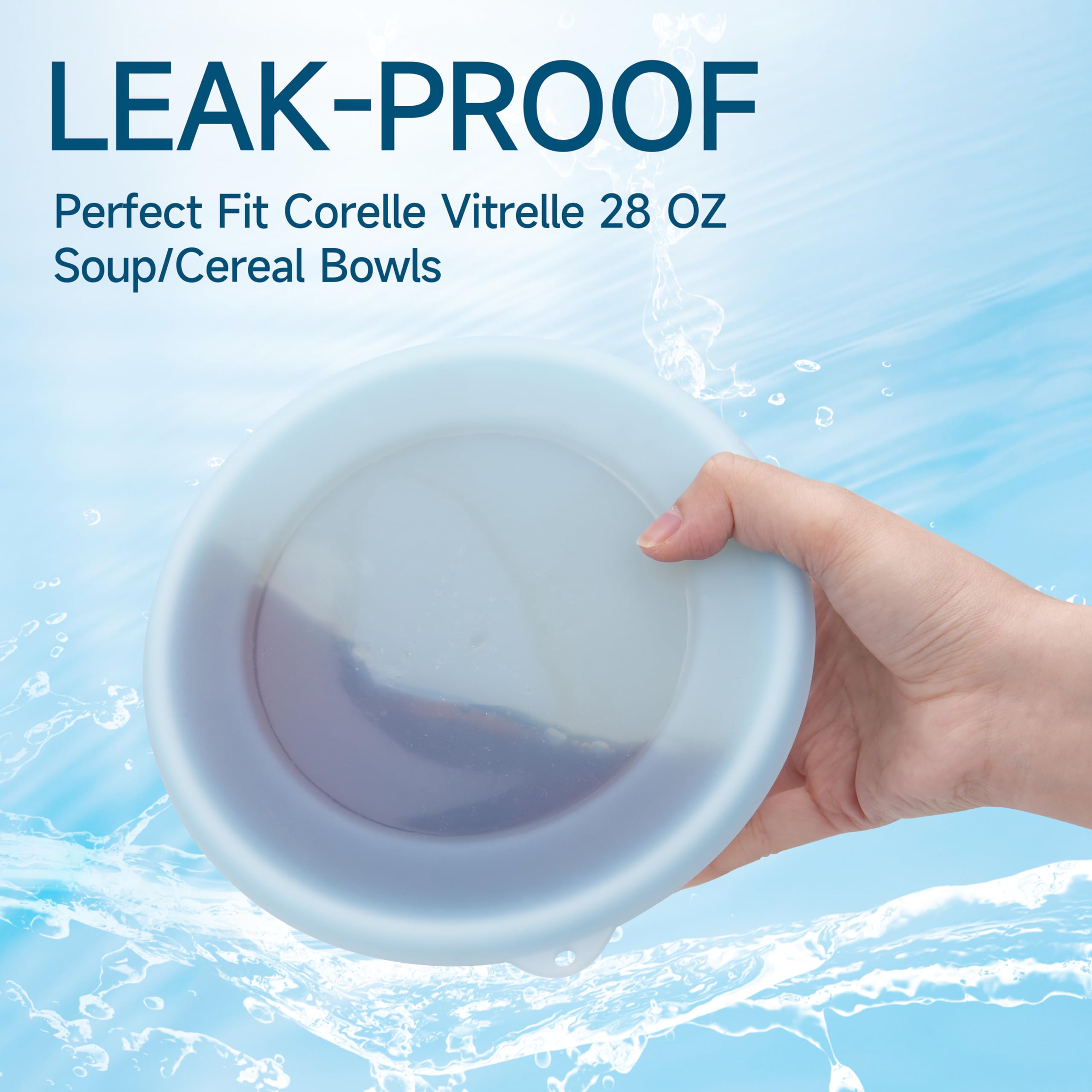 Kiicii 4 Pack Silicone Lids For Corelle Vitrelle 428-Pc 28-Oz Soup/Cereal Bowls, Freezer & Microwave & Dishwasher Safe (Bowl Not