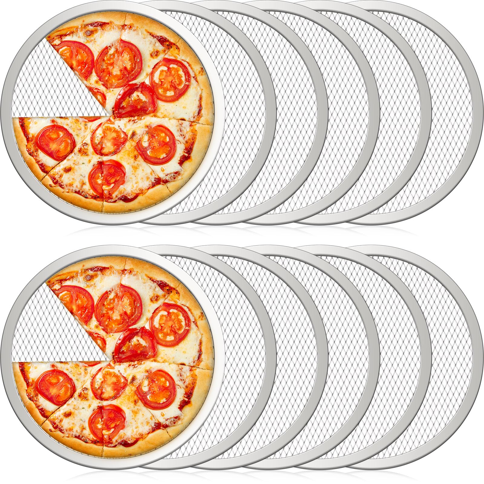 Dandat Set Of 12 Pizza Screen 8 Inch Aluminum Round Pizza Pans With Holes Bulk Seamless Pizza Trays For Oven Nonstick Pizza Baki