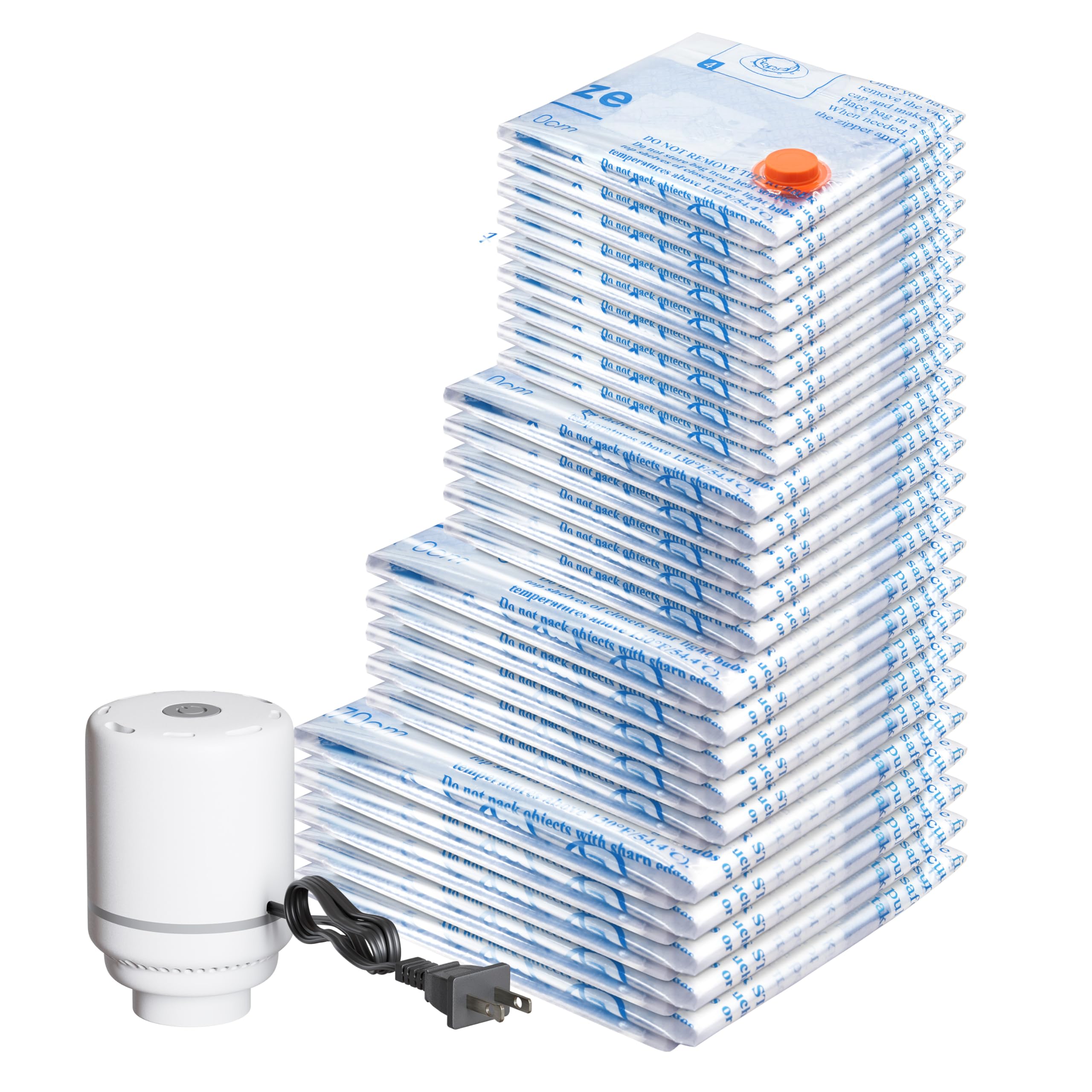 24 Pack Vacuum Storage Bags with Electric Air Pump 5 jumbo  5 large  5 midium  5 small and 4 roll bags