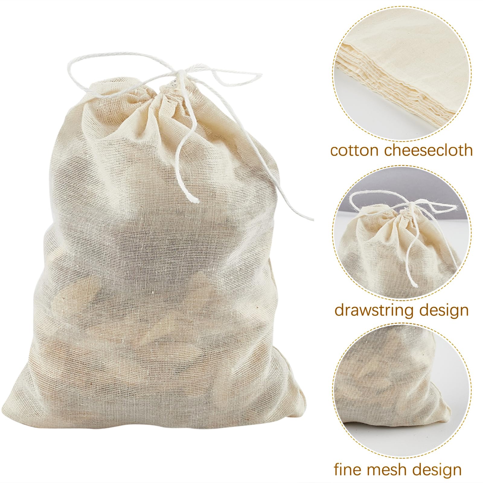 Tuzazo 50 Pack Reusable Tea Bags, Soup Bags, Cheesecloth Bags For Straining, Spice Bags For Cooking, Drawstring Muslin Bags, Sac