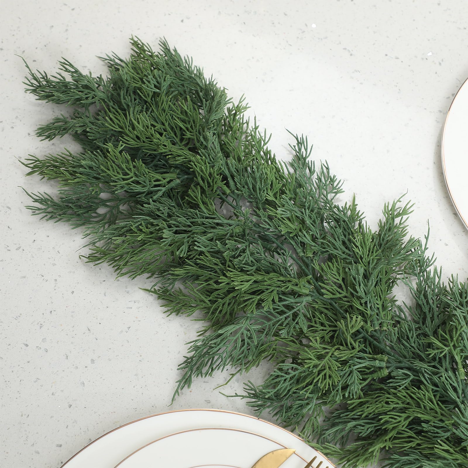 Dingion 1 Pcs 6 ft Christmas Cedar Garland - Artificial Realistic Green Faux Cedar Pine Garland Soft and Thick for Home Table, M