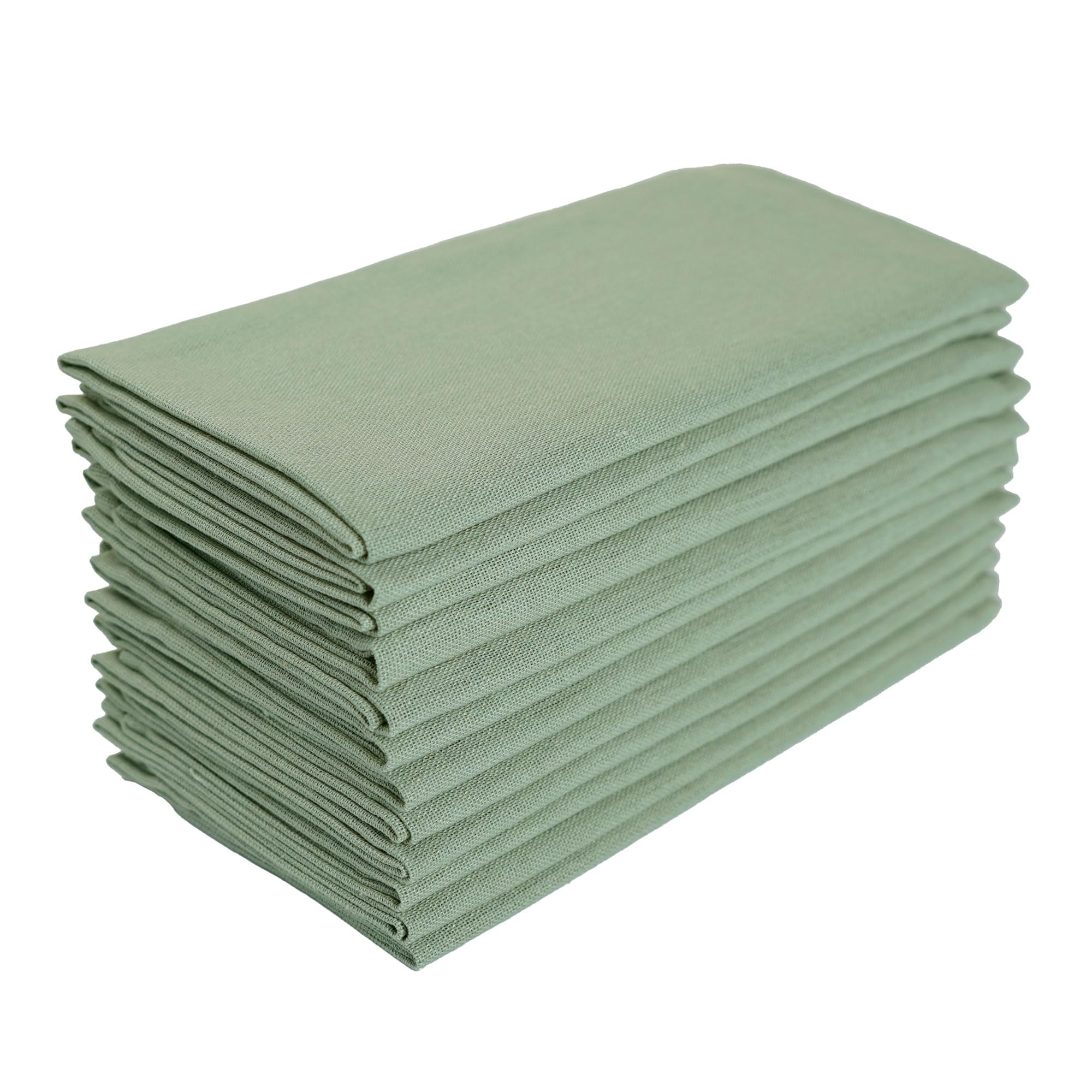 Infei Solid Color Linen Blended Thin Dinner Cloth Napkins - Set Of 12 (40 X 40 Cm) - For Easter Parties Events & Home Use (Lime