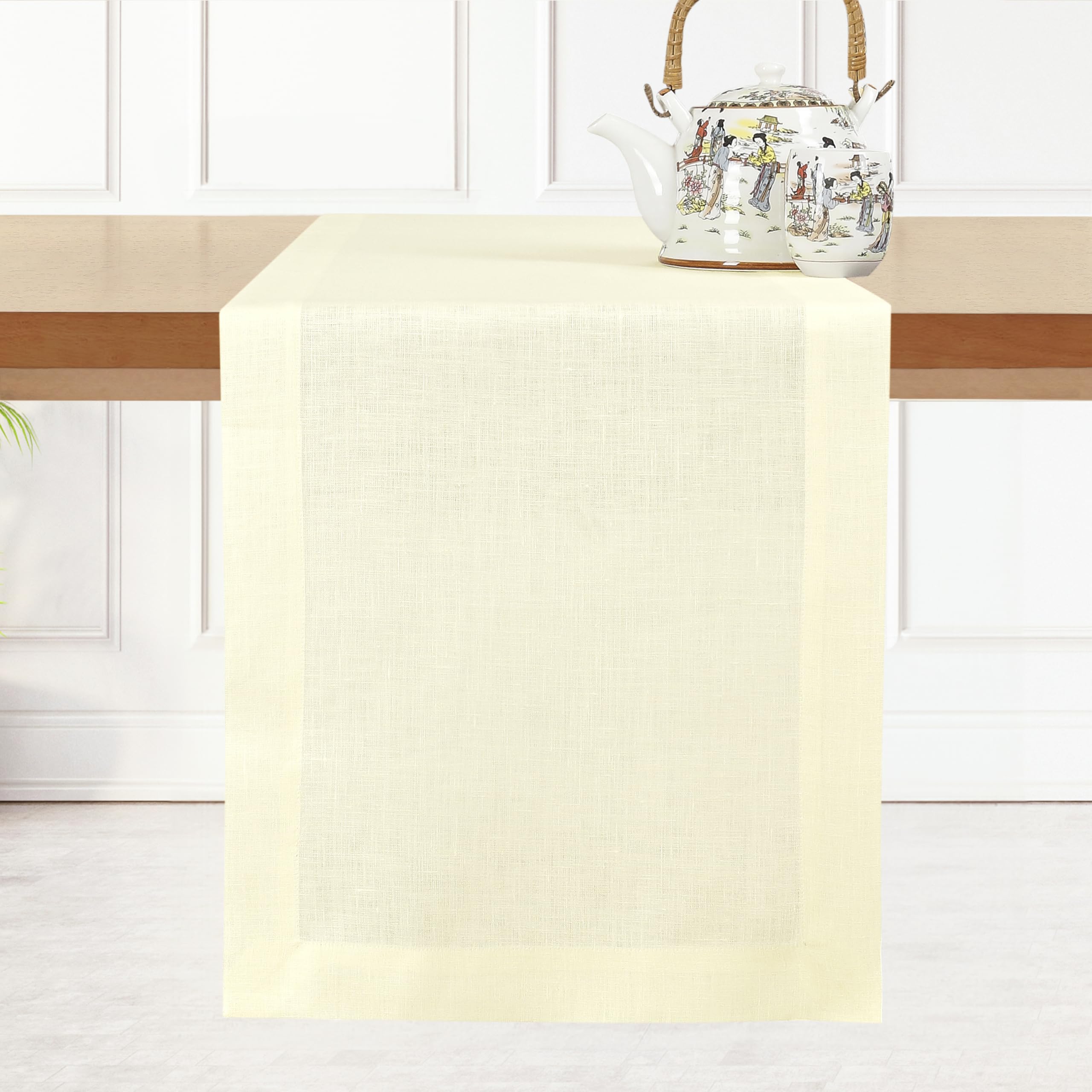 Dmoksha Linen Table Runner 72 Inches Long, Cream Table Runner, Fall Table Runner, Kitchen Table Runner For Thanksgiving, Christm