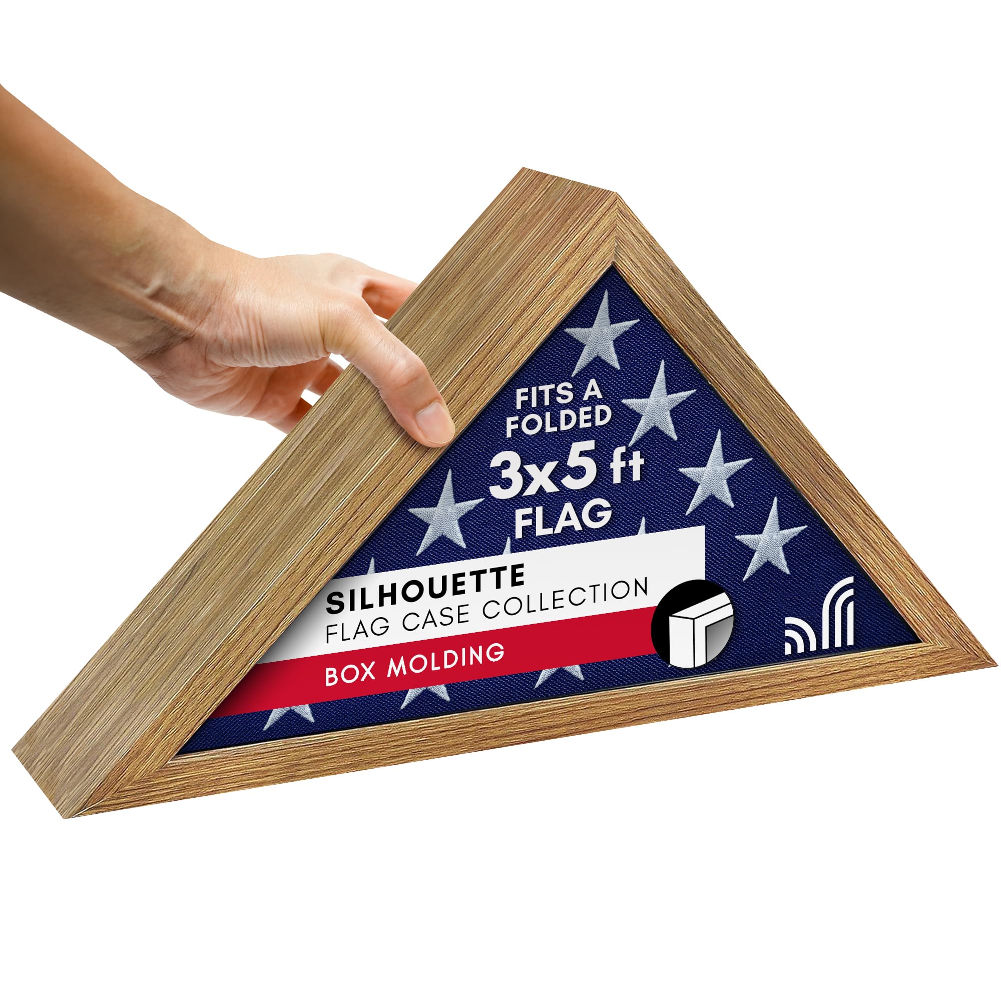 Americanflat Small Folded Flag Display Case - Fits Folded 3x5 Ceremonial Flags (Not for Burial Flag) - Silhouette Collection -