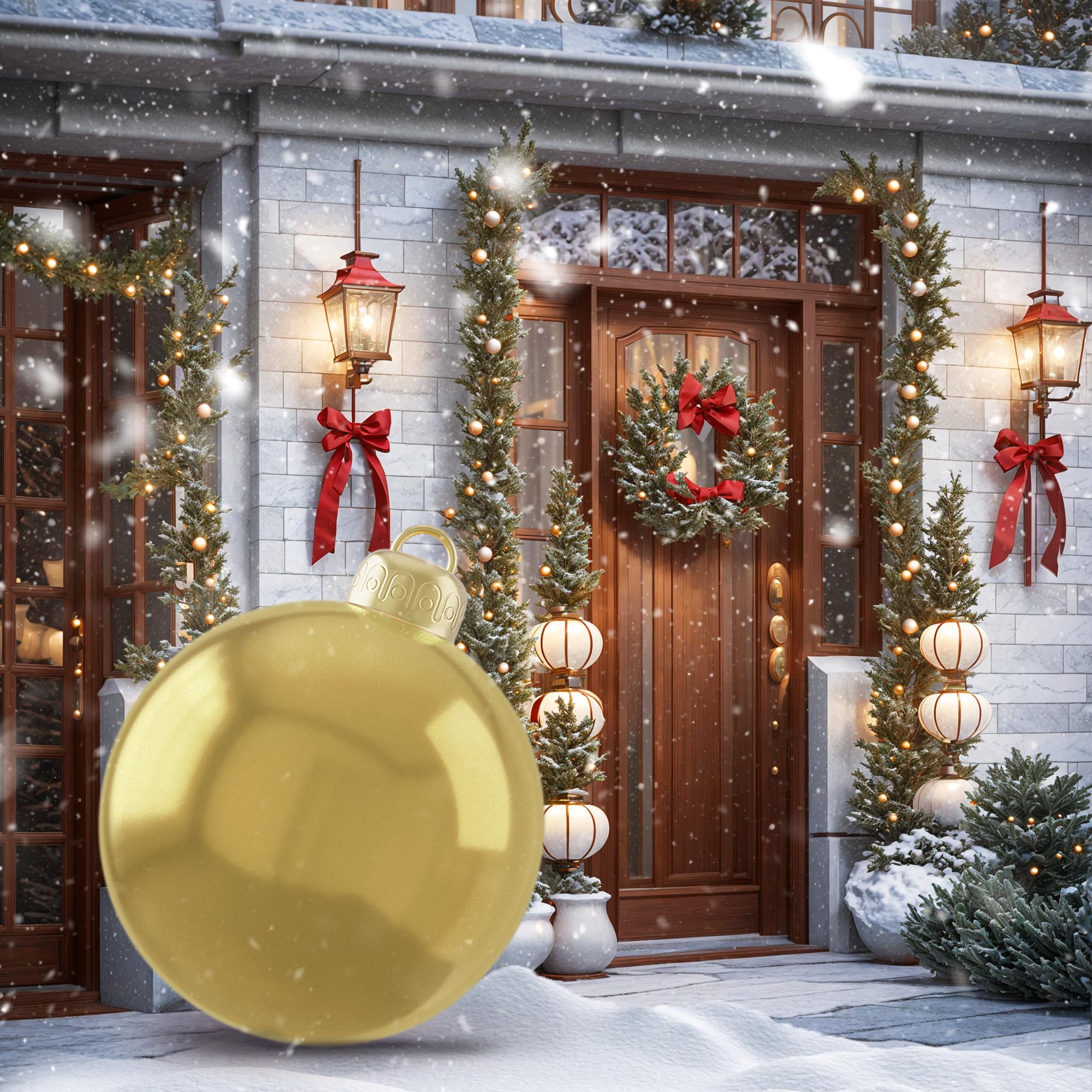 24 inch Outdoor Inflatables Ornaments Ball Xmas Inflatable Decorated Balls, Christmas Outdoor Decorations Balls Large Christmas