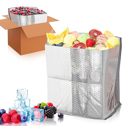 ABC Foil Insulated Box Liners 8 x 8 x 8 Inch  Pack of 5 Silver Insulated Shipping Boxes for Frozen Food  Odorless Insulated Shipping Containers  Leakproof Cold Shipping Boxes for Frozen Fish  Meat