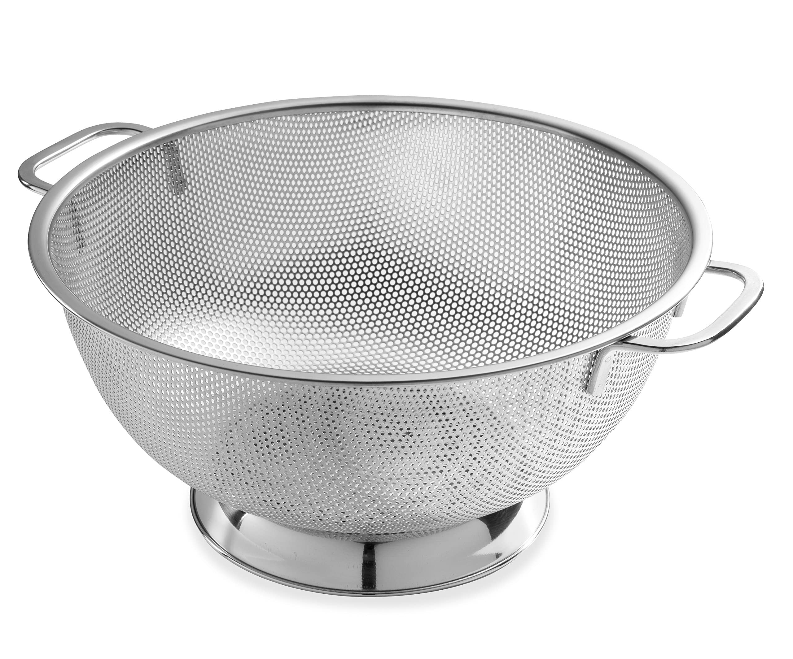Bellemain 5 Qt Metal Colander With Handle | Pasta, Spaghetti, Berry, Fruit, Vegetable, Kitchen Food Strainer Basket | 18/8 Stain